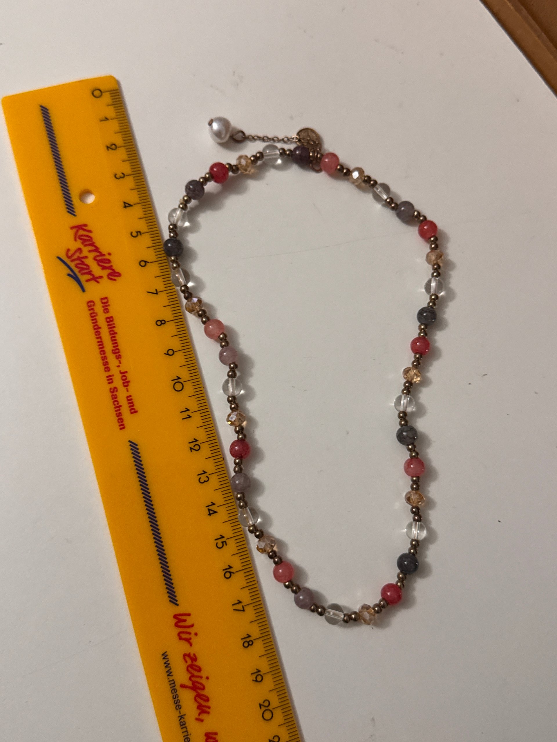 Multicoloured Beaded Necklace with Pearl Charm image 5