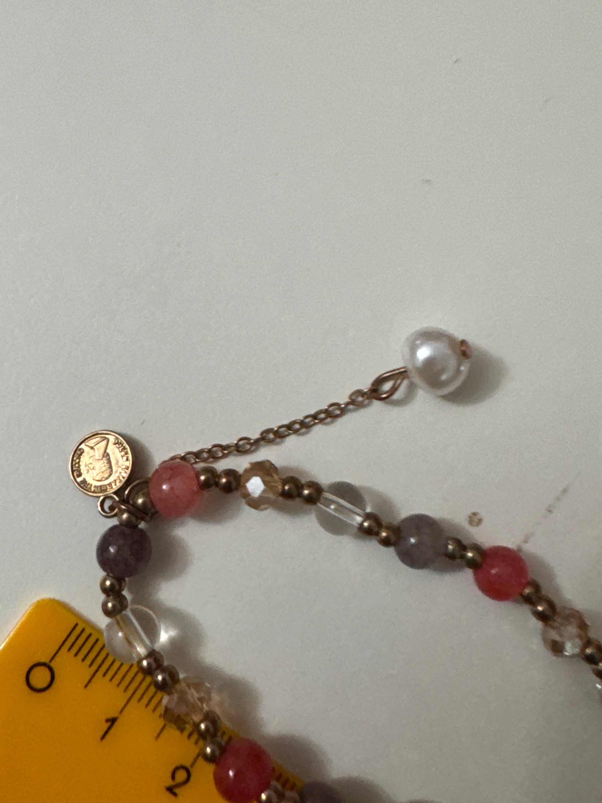 Multicoloured Beaded Necklace with Pearl Charm image 7