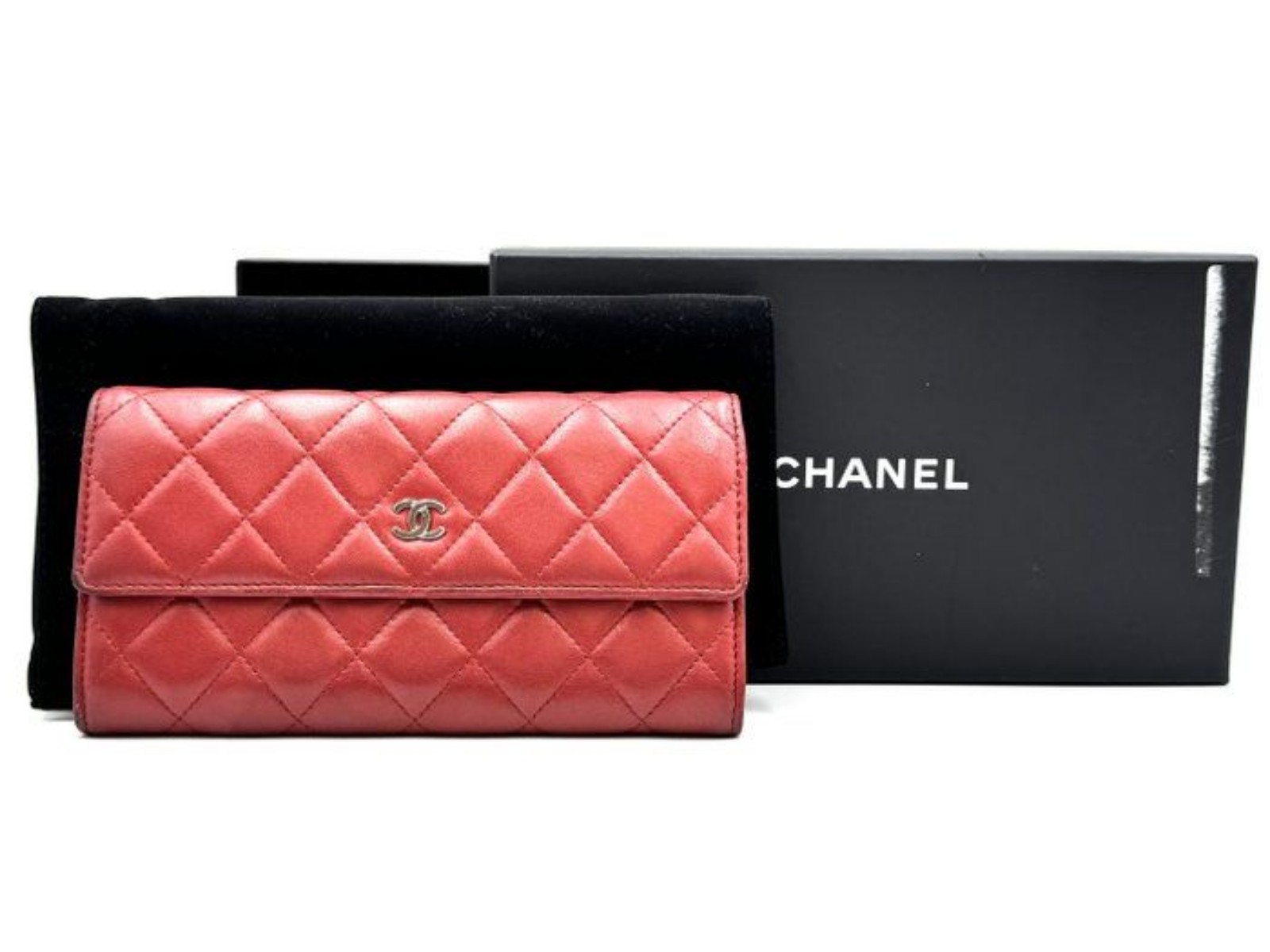 Chanel Red Quilted Leather Wallet Made in Italy