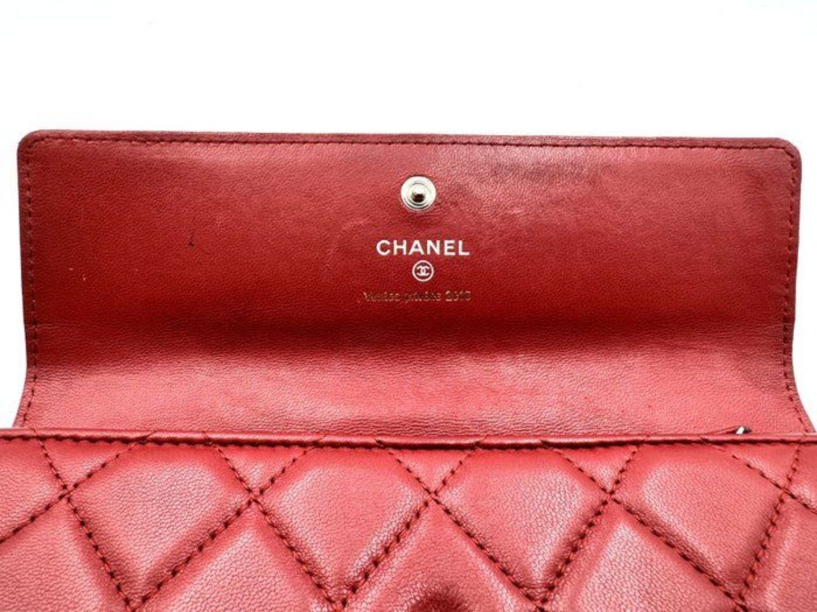 Chanel Red Quilted Leather Wallet Made in Italy image 2