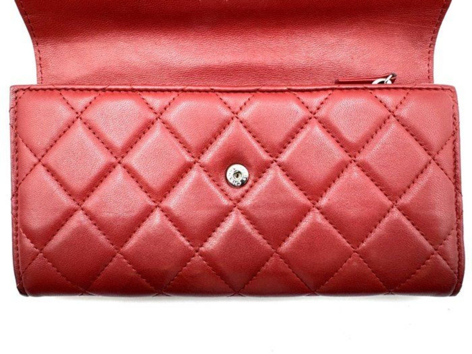 Chanel Red Quilted Leather Wallet Made in Italy image 3