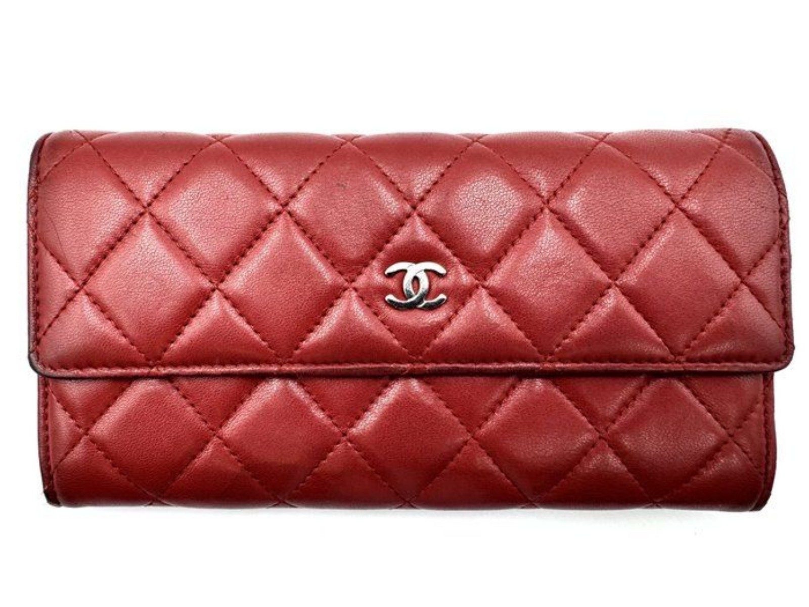 Chanel Red Quilted Leather Wallet Made in Italy image 7