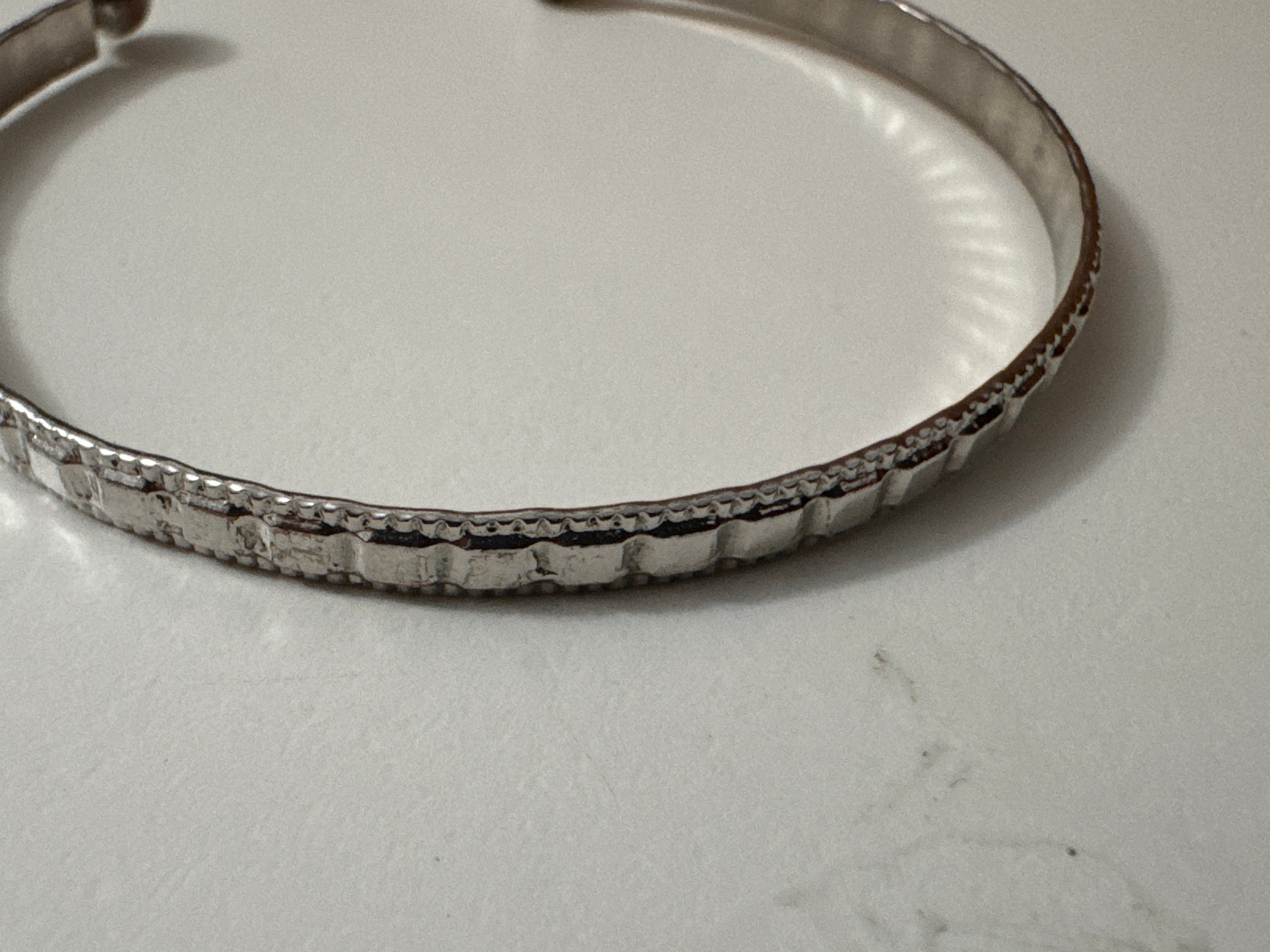 Silver Metal Cuff Bracelet Adjustable Unisex image 3