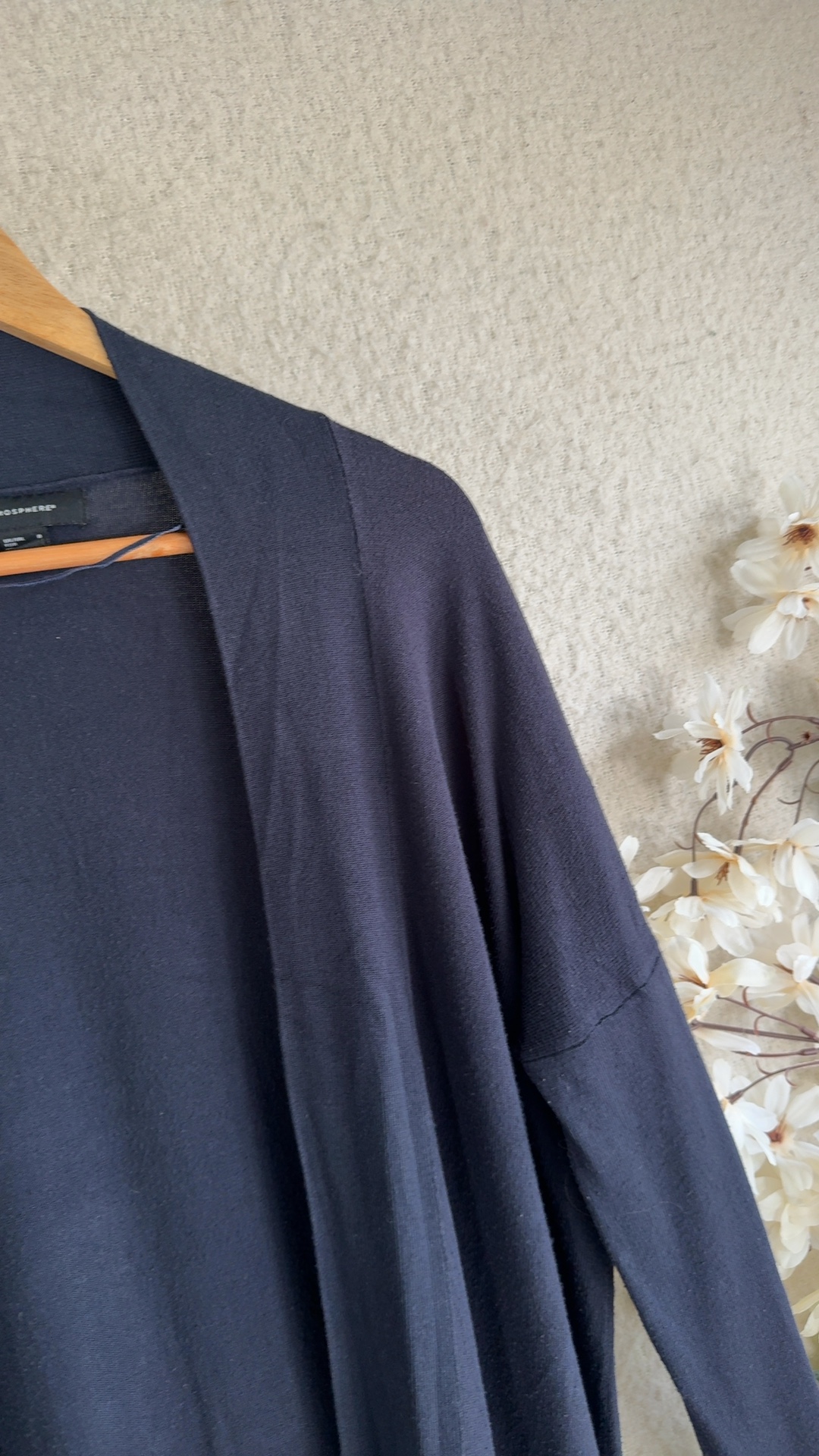 Atmosphere Navy Open Front Cardigan UK 8 Viscose Nylon Long Sleeve Lightweight image 3
