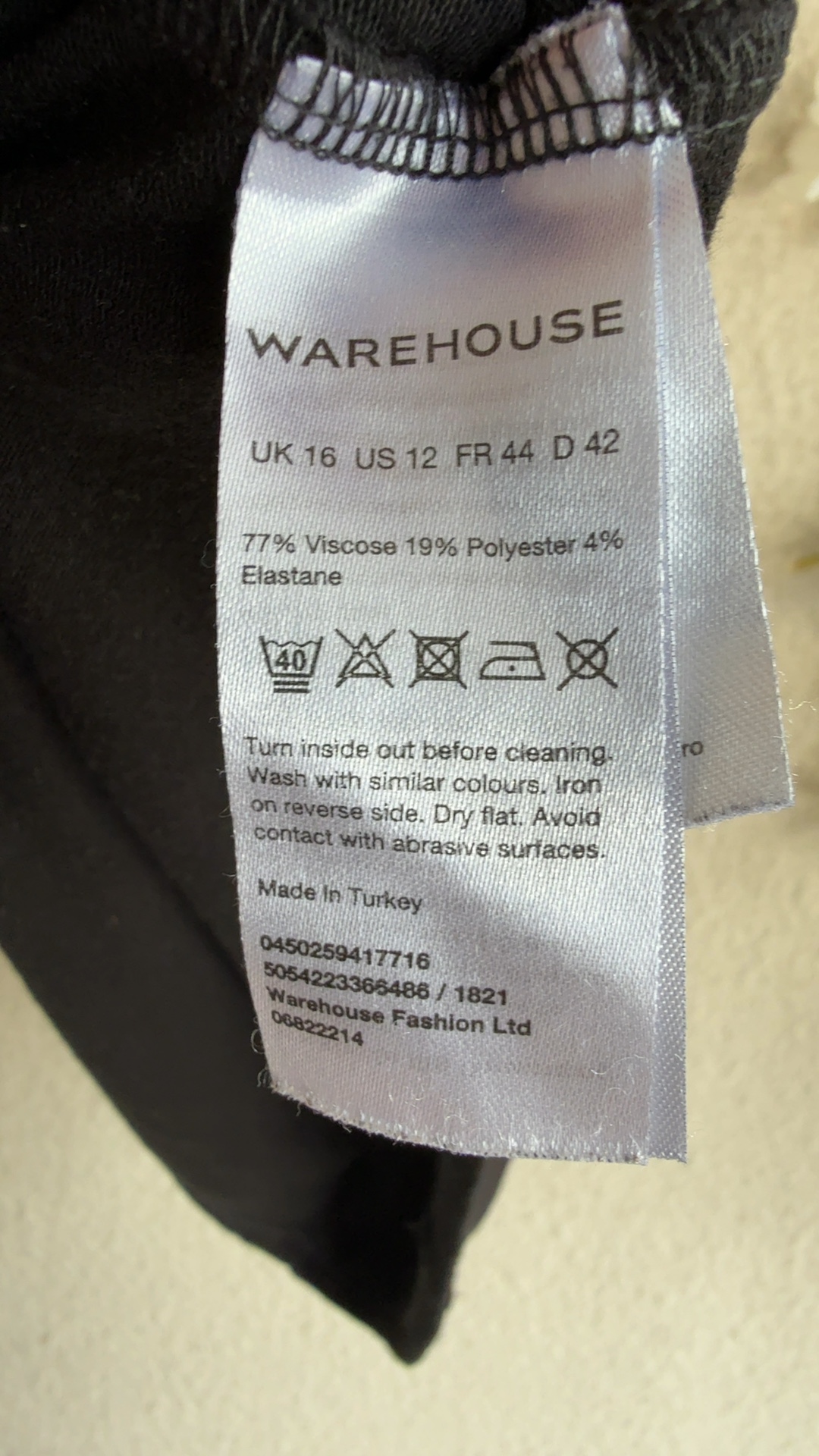 Warehouse Black Turtleneck Dress UK 16 Viscose Polyester Elastane image 4