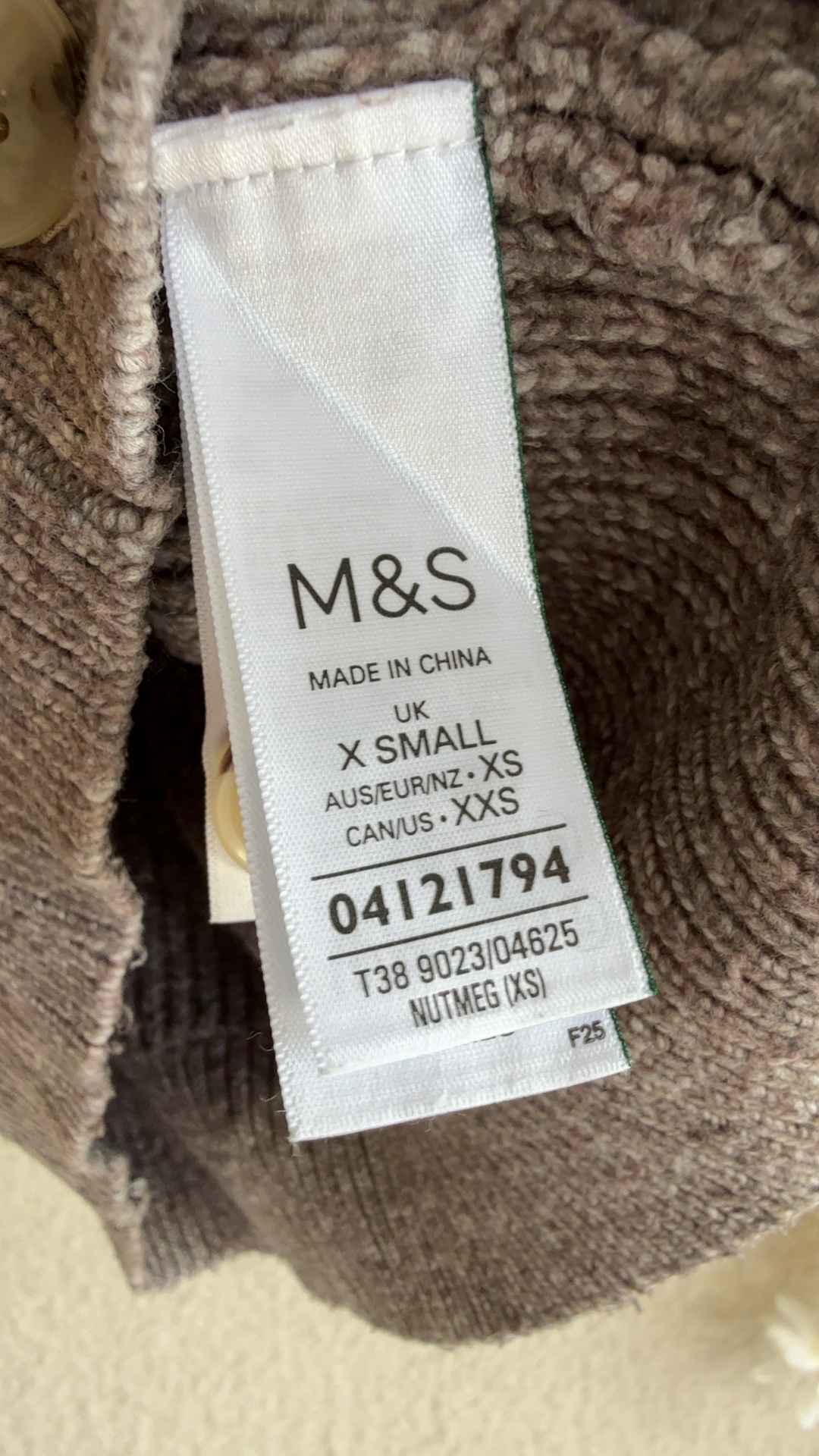 M&S Nutmeg Brown Ribbed Knit Cardigan XS Soft Acrylic Polyester Blend image 6