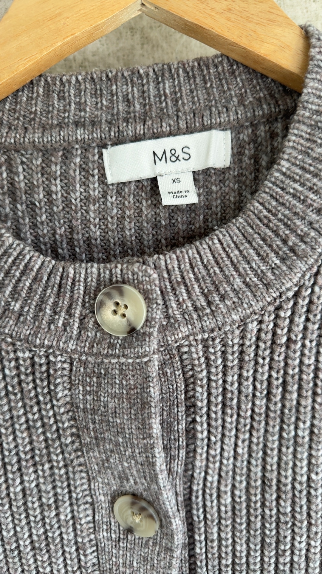 M&S Nutmeg Brown Ribbed Knit Cardigan XS Soft Acrylic Polyester Blend image 2