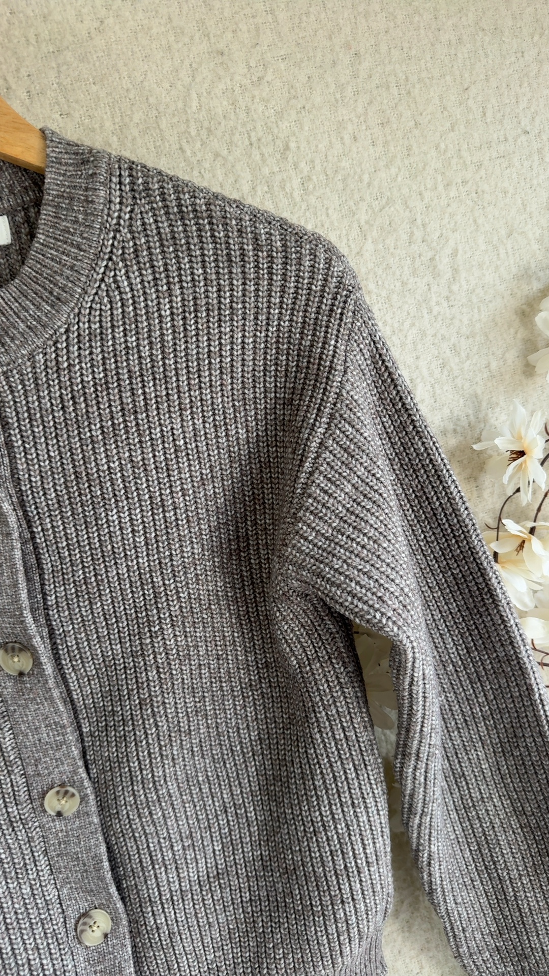 M&S Nutmeg Brown Ribbed Knit Cardigan XS Soft Acrylic Polyester Blend image 3