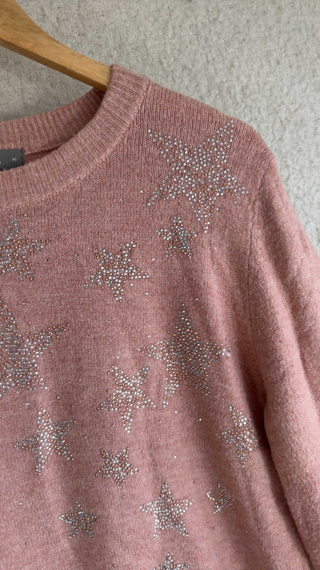 Oasis Pink Embellished Star Knit Jumper Medium Lightweight Casual Winter image 3