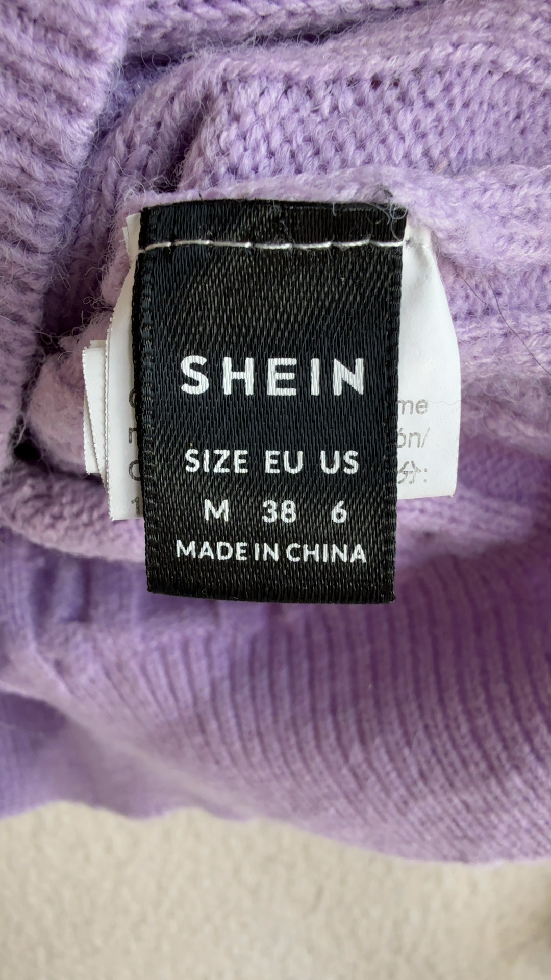 SHEIN Lilac Purple Cable Knit Crop Sweater Medium Acrylic Soft Style image 2