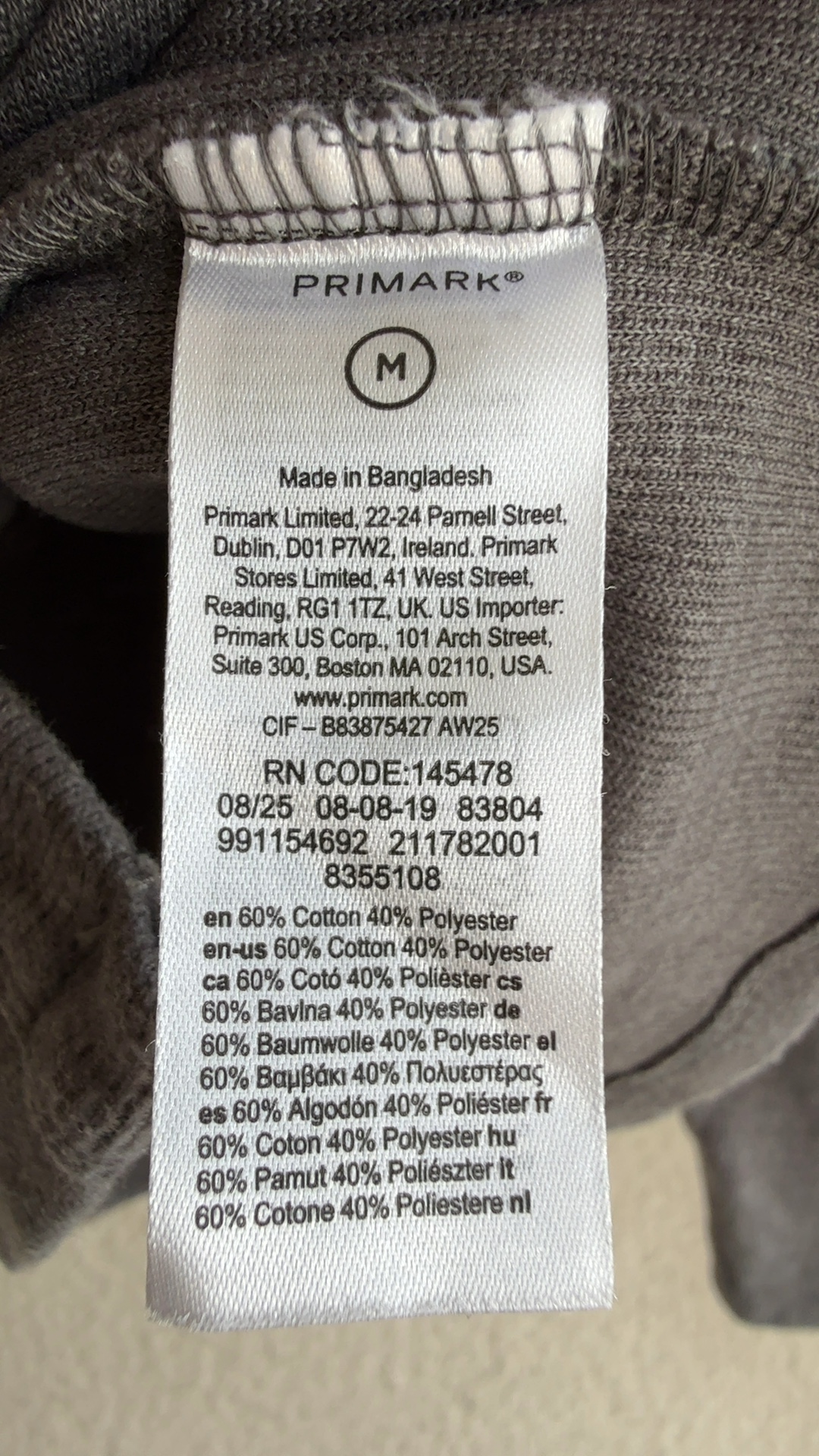 Primark Grey Women's Cotton Polyester Cardigan Medium Classic Button Front image 2