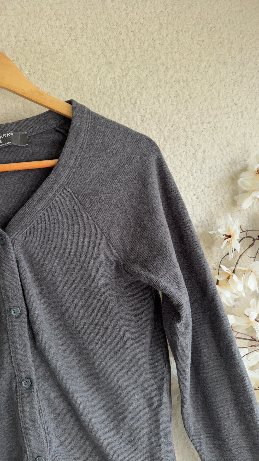 Primark Grey Women's Cotton Polyester Cardigan Medium Classic Button Front image 5