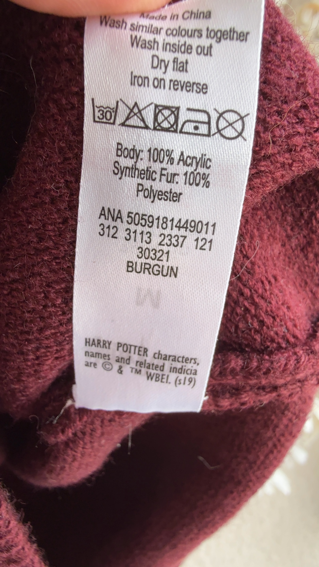 George Harry Potter Burgundy Acrylic Knit Sweater Medium UK 12 Cozy Design image 5
