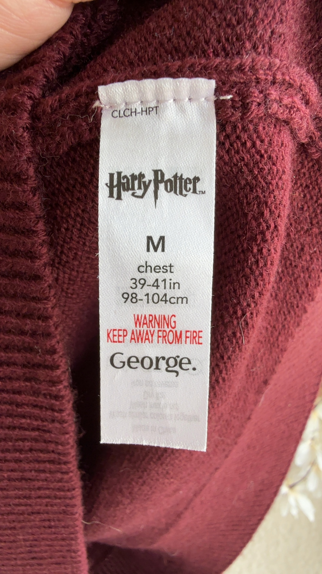 George Harry Potter Burgundy Acrylic Knit Sweater Medium UK 12 Cozy Design image 6