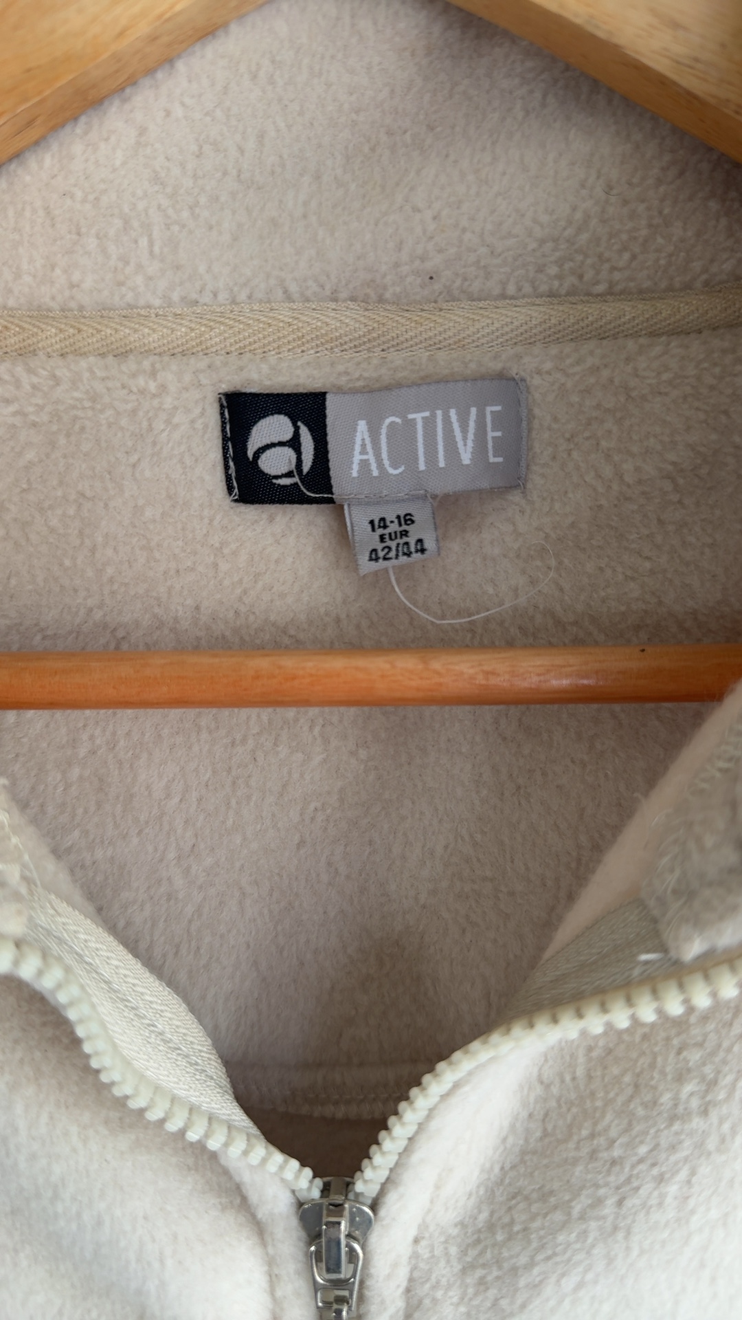 Active Cream Fleece Zip Up Jacket UK 14-16 Soft Casual Warm Outerwear image 3