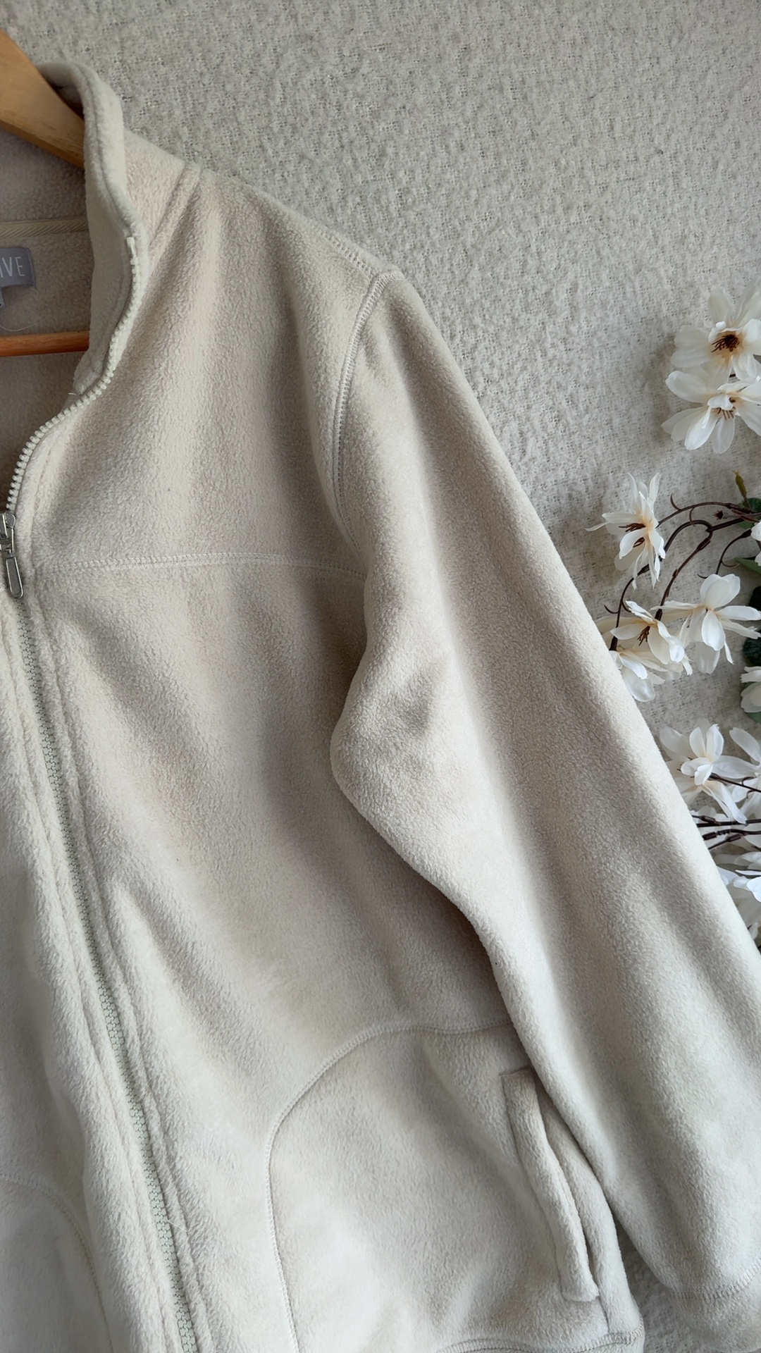 Active Cream Fleece Zip Up Jacket UK 14-16 Soft Casual Warm Outerwear image 6