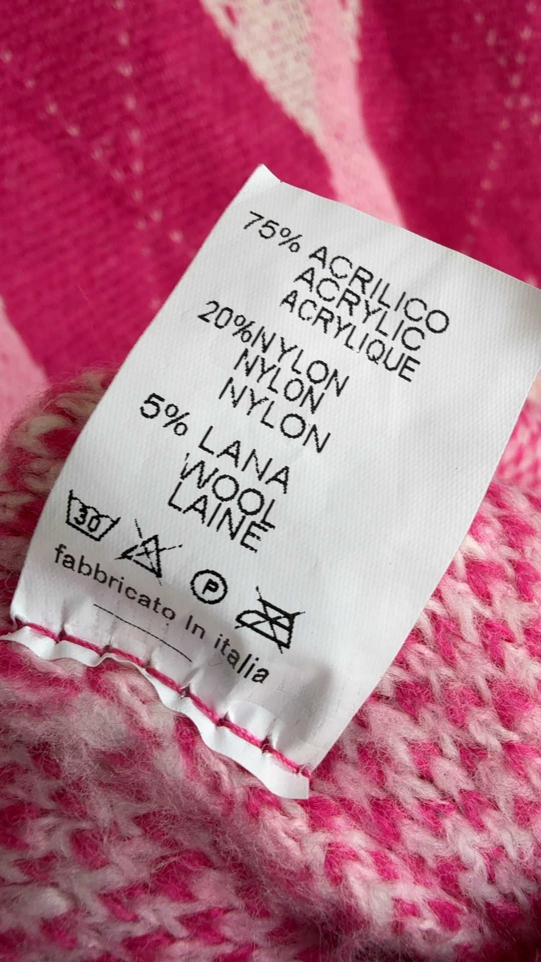Pink Multi Argyle Pattern Knit Sweater Oversized Style UK One Size Acrylic Wool image 4