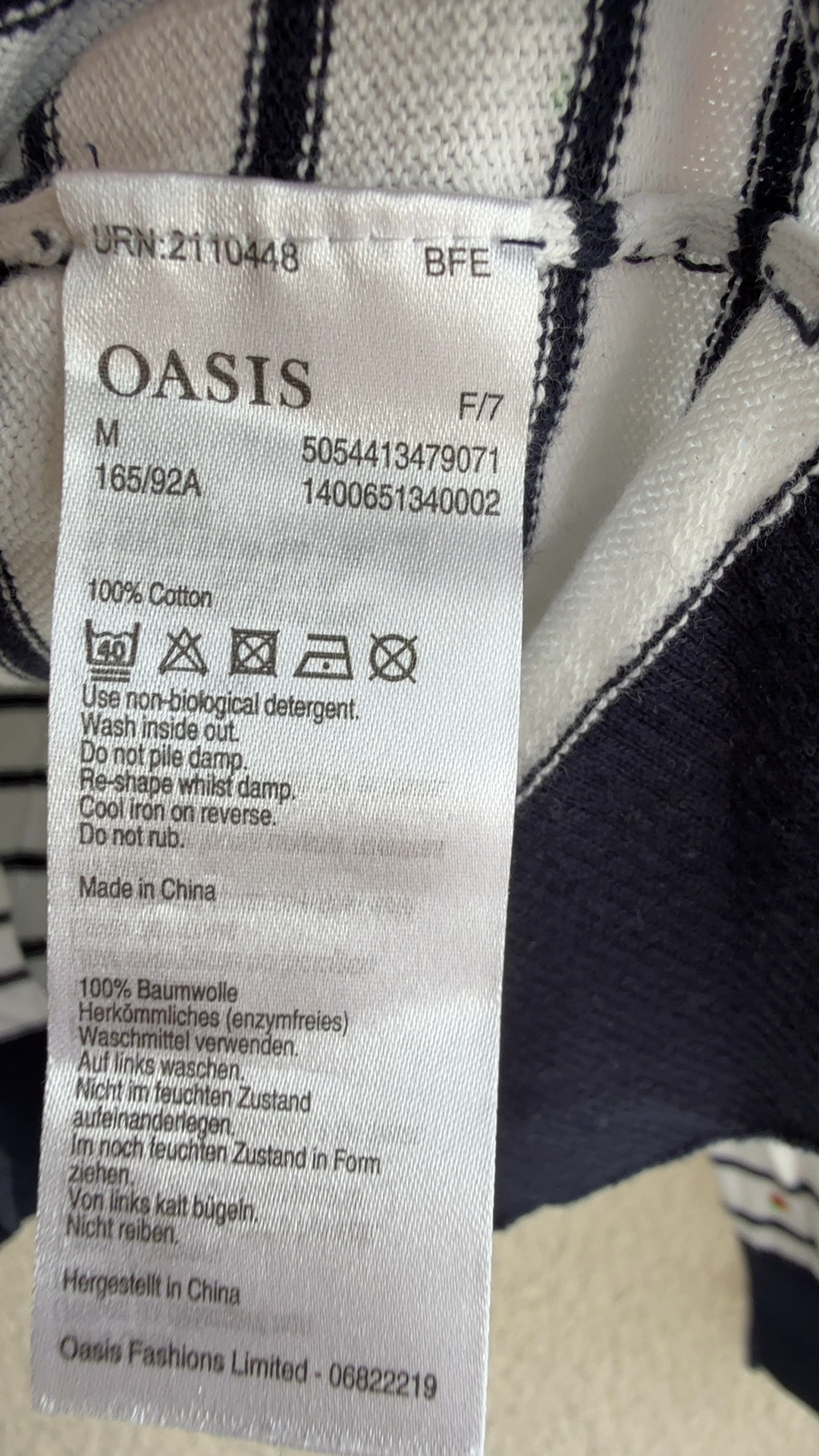 Oasis Women's White & Navy Floral Stripe Cotton Jumper Medium Casual Chic image 4