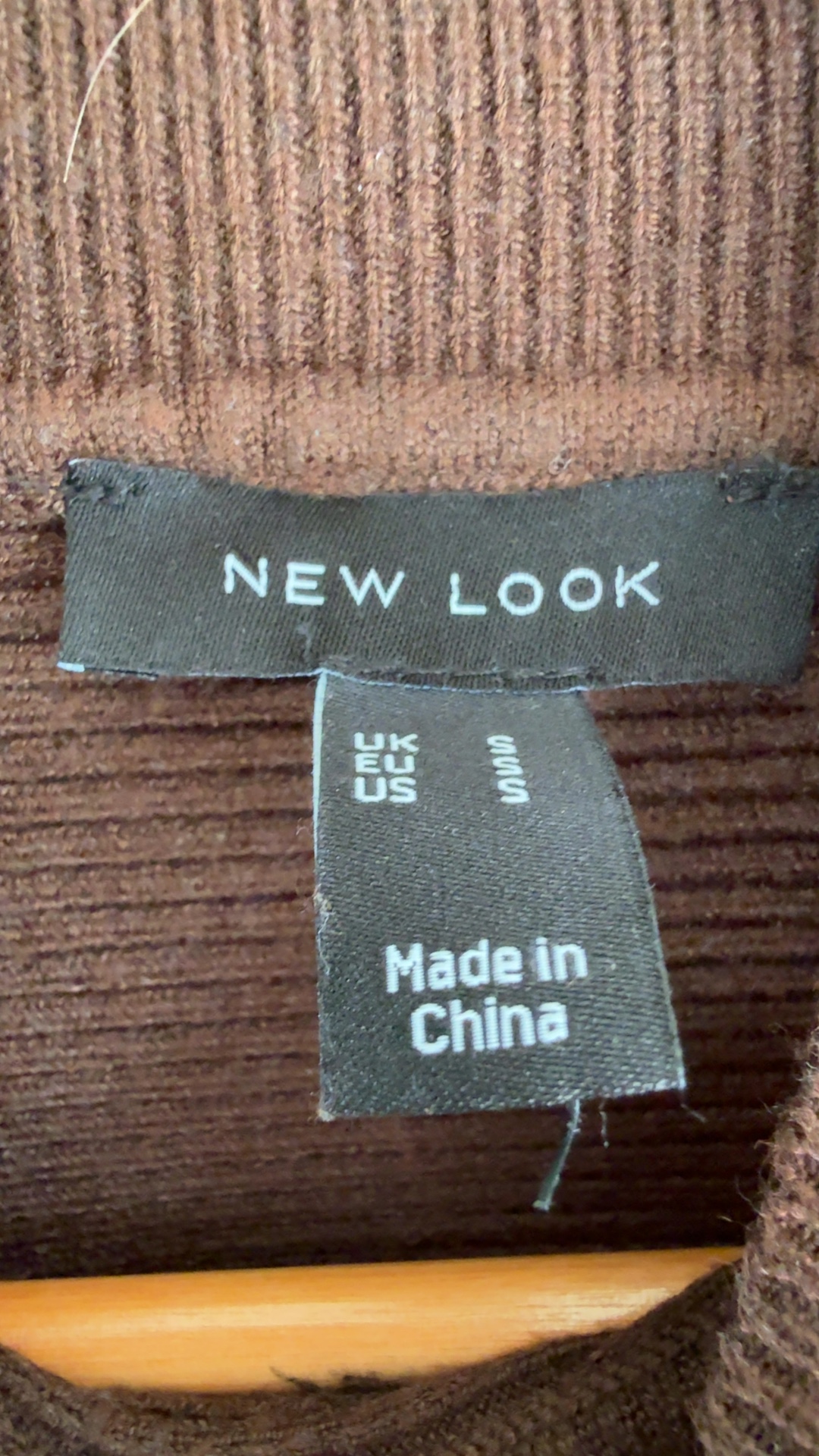 New Look Brown Ribbed Knit Cropped Sweater Small Cotton Blend image 3