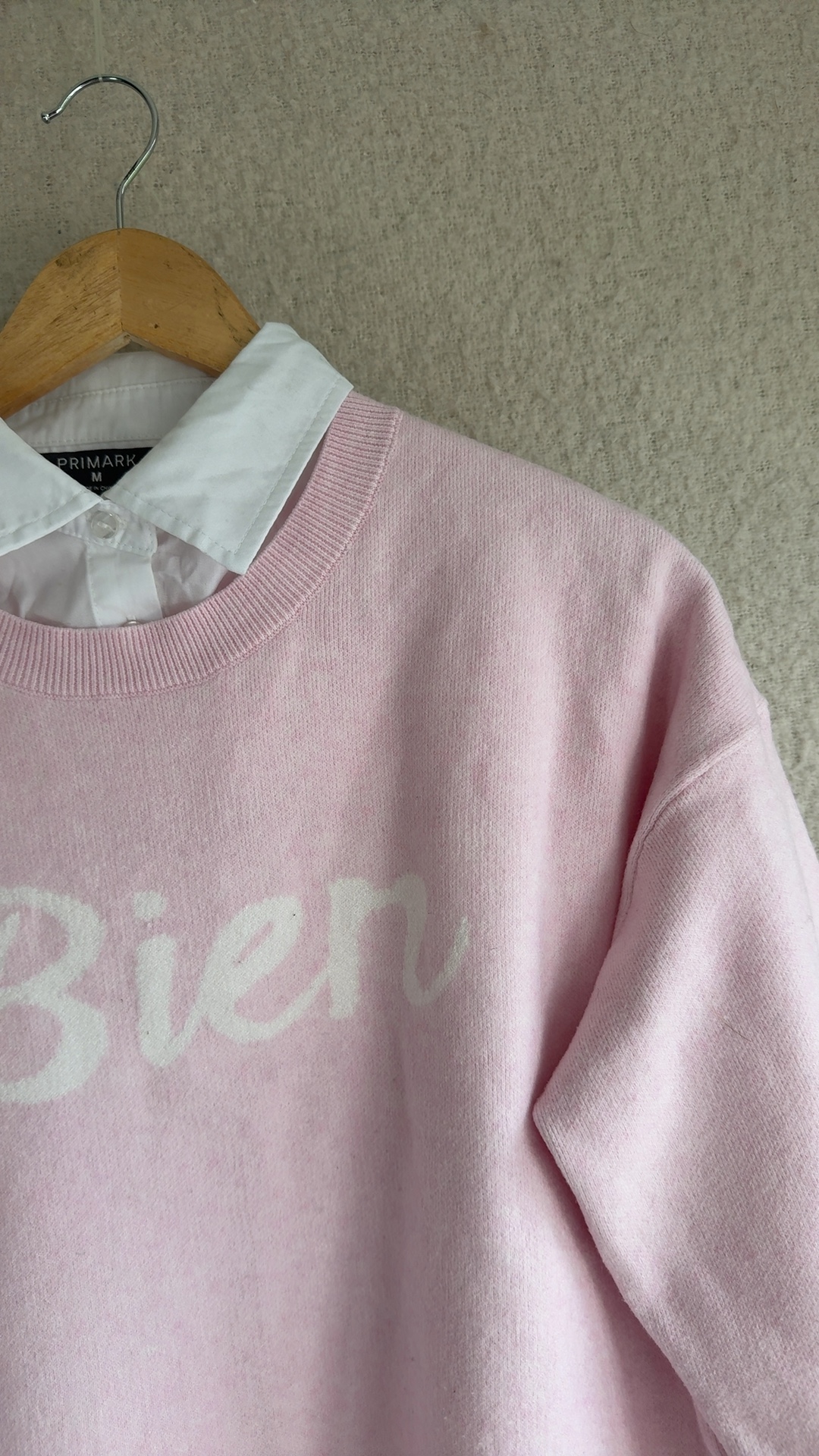 Primark Women's Pink & White Layered Look Knit Jumper Medium Casual Chic image 2