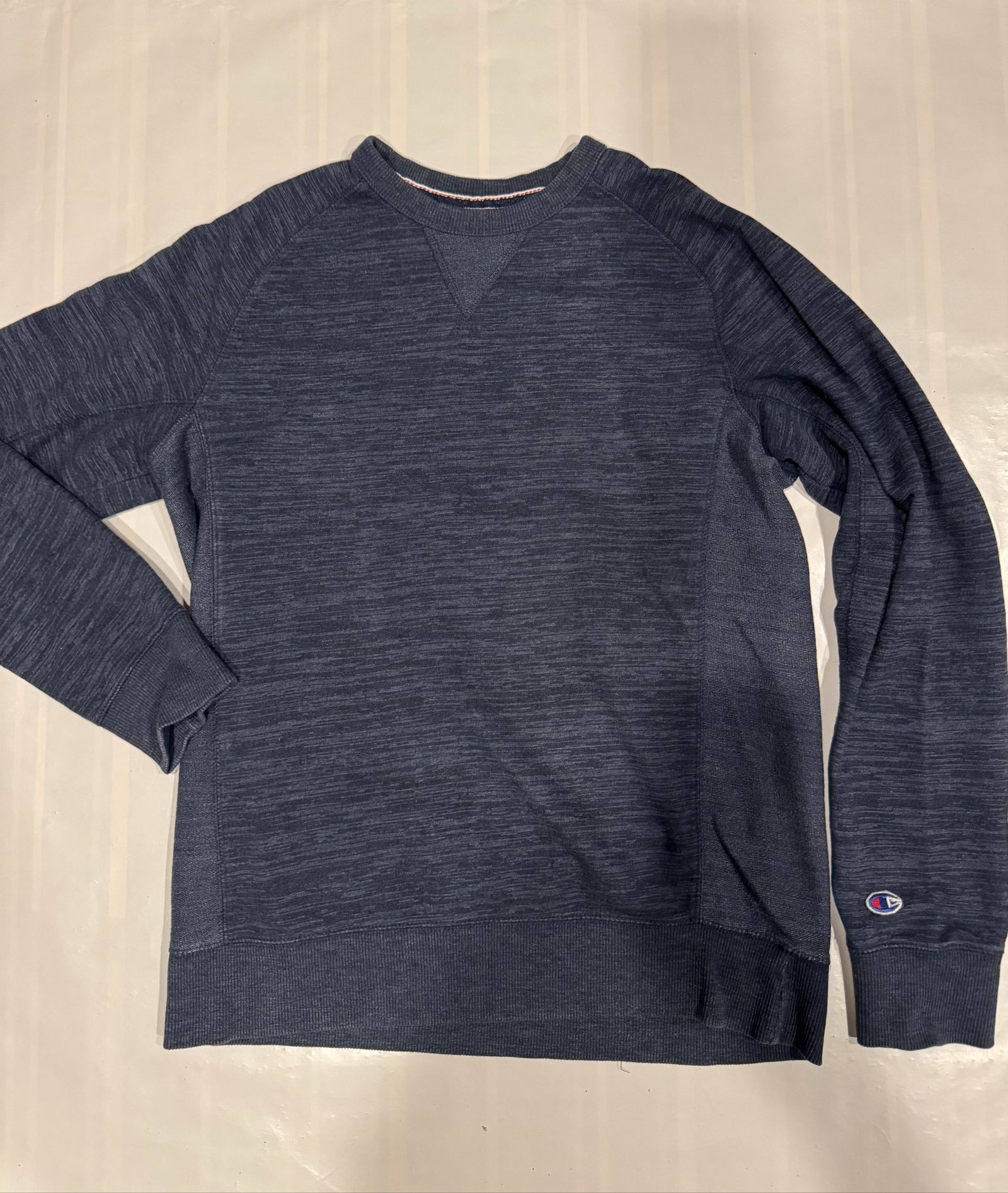 Adult Champion Authentic Athletic Apparel Crewneck Sweatshirt – Heather Navy Blue – Small