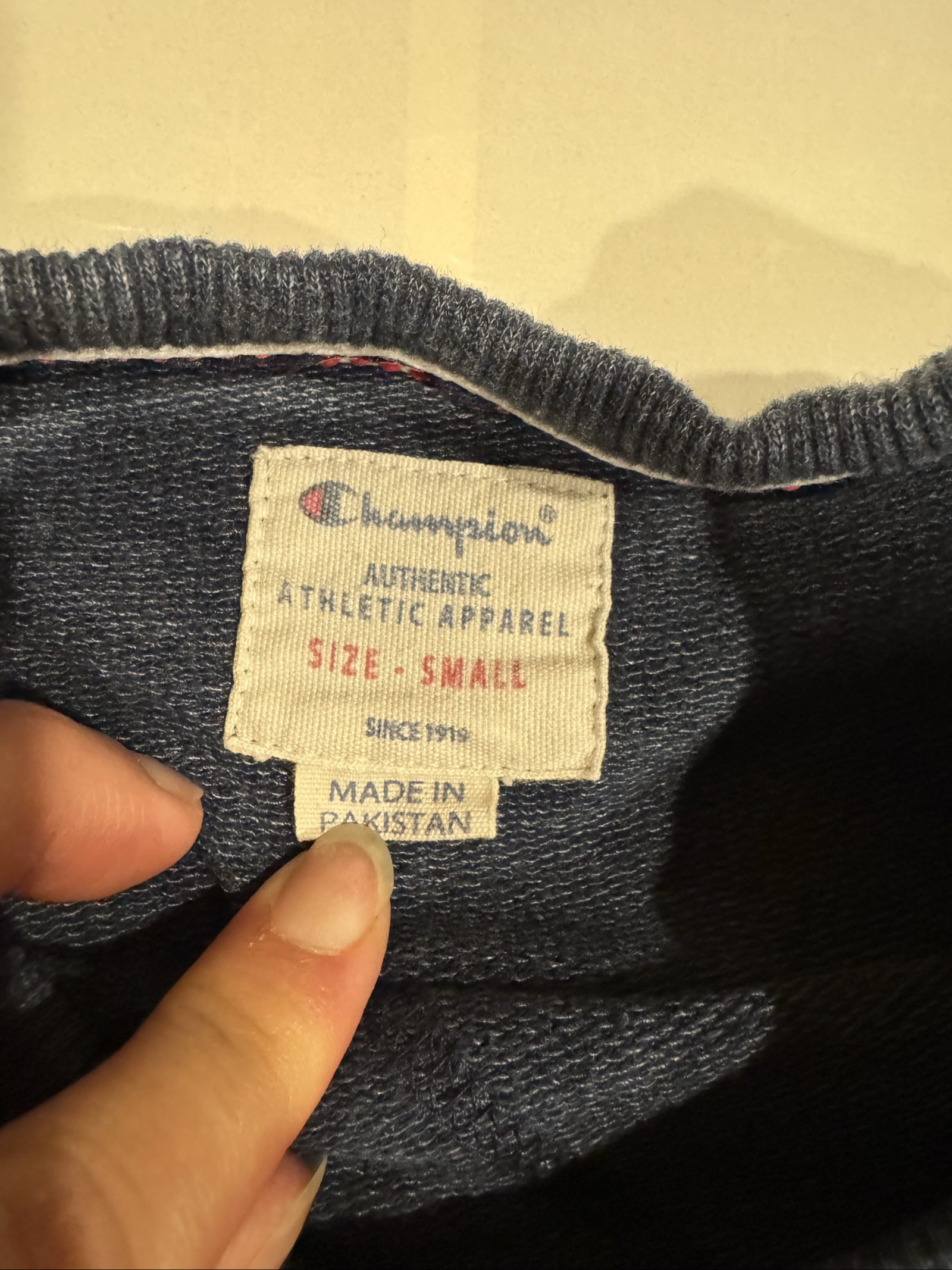 Adult Champion Authentic Athletic Apparel Crewneck Sweatshirt – Heather Navy Blue – Small image 4