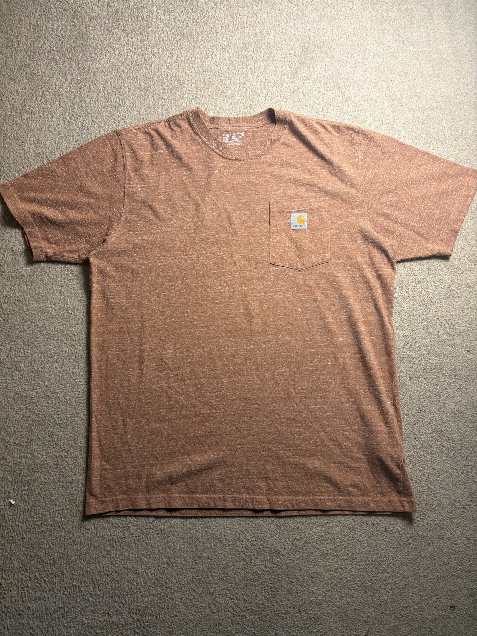 Carhartt Brown Heathered Pocket T-Shirt Large Loose Fit