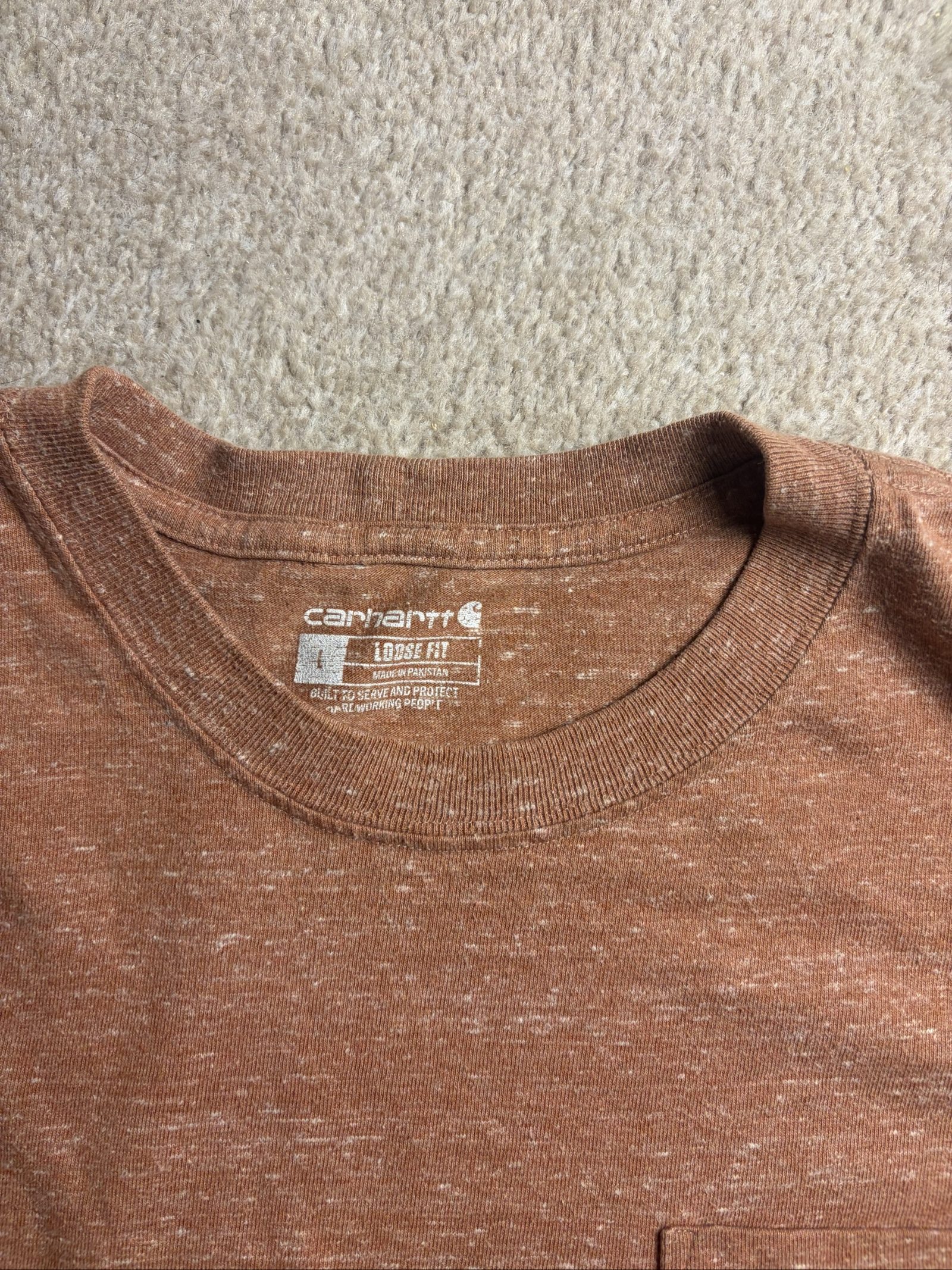Carhartt Brown Heathered Pocket T-Shirt Large Loose Fit image 3