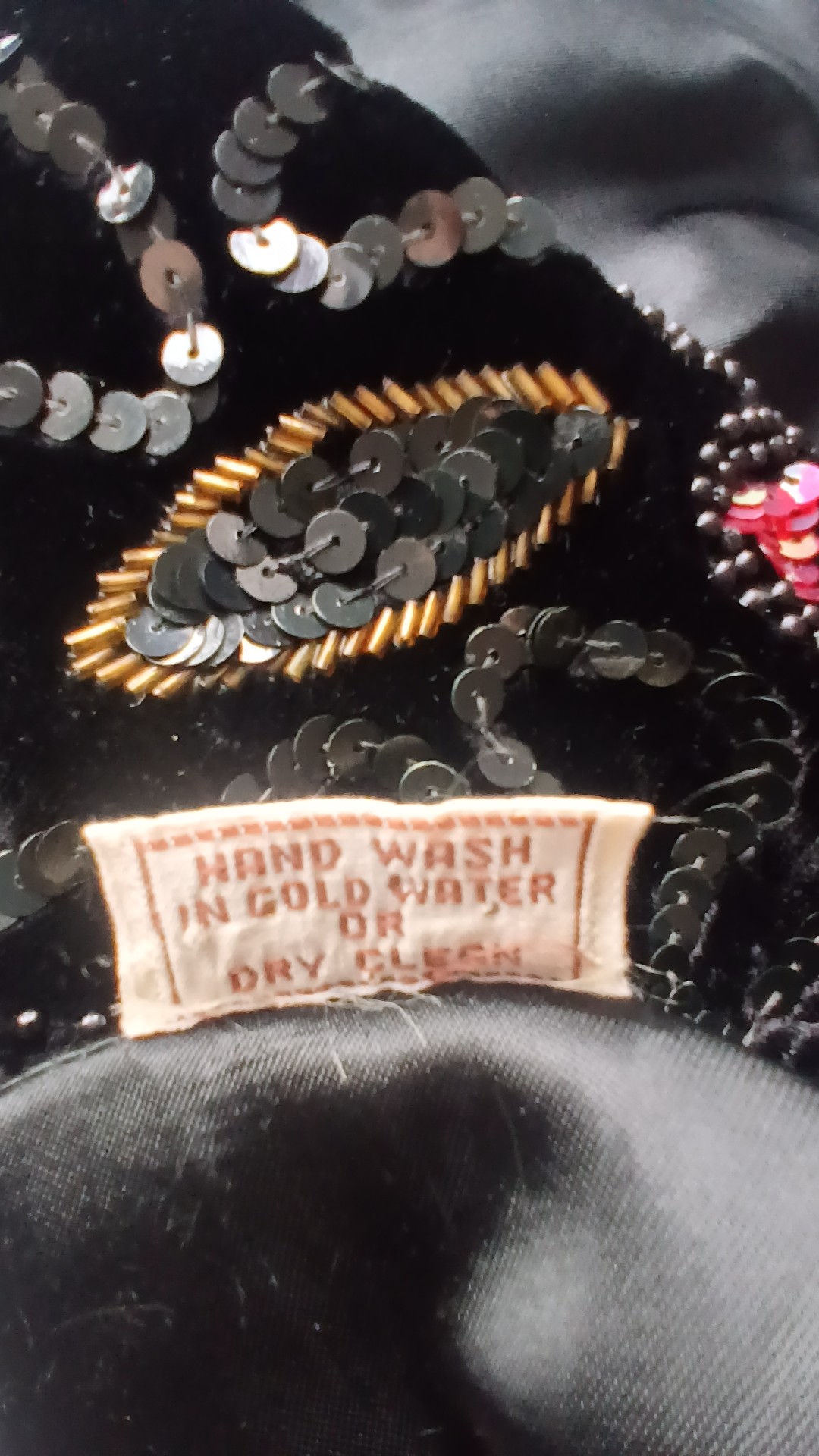 Viscose Vintage Black Sequin Embroidered Waistcoat Pit to pit 22" image 6