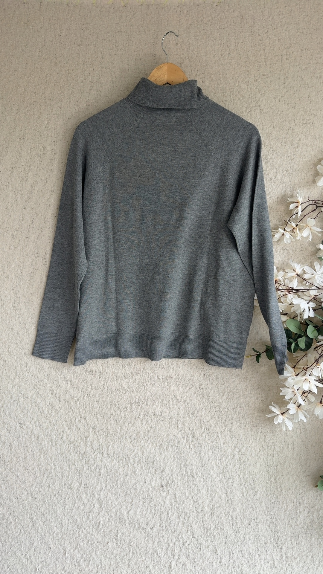 Primark Women Grey Wool Blend Turtle Neck Jumper Medium Soft Knitwear image 4