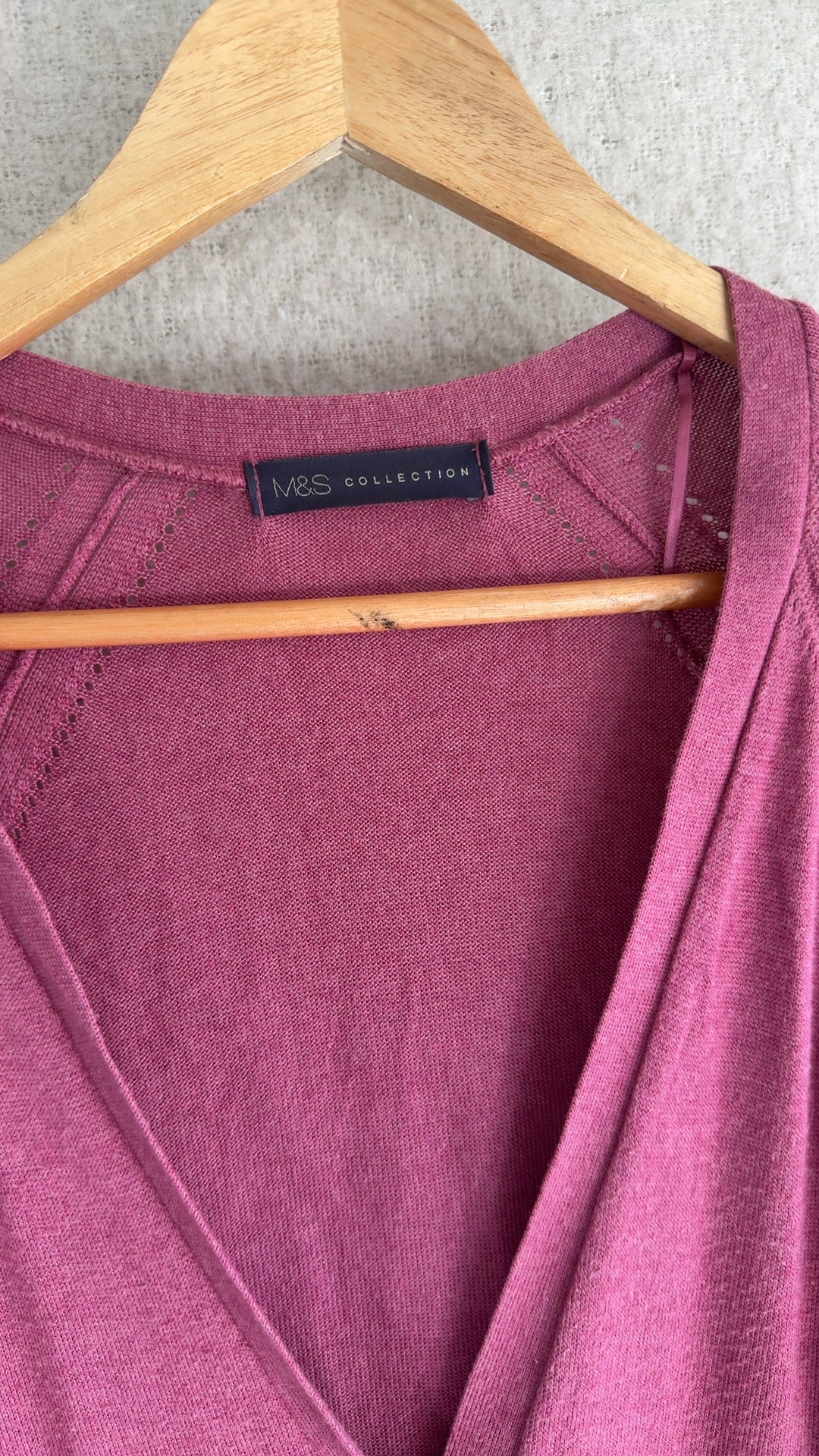M&S Pink Women's V-Neck Button Cardigan UK 14 50% Viscose Acrylic image 2