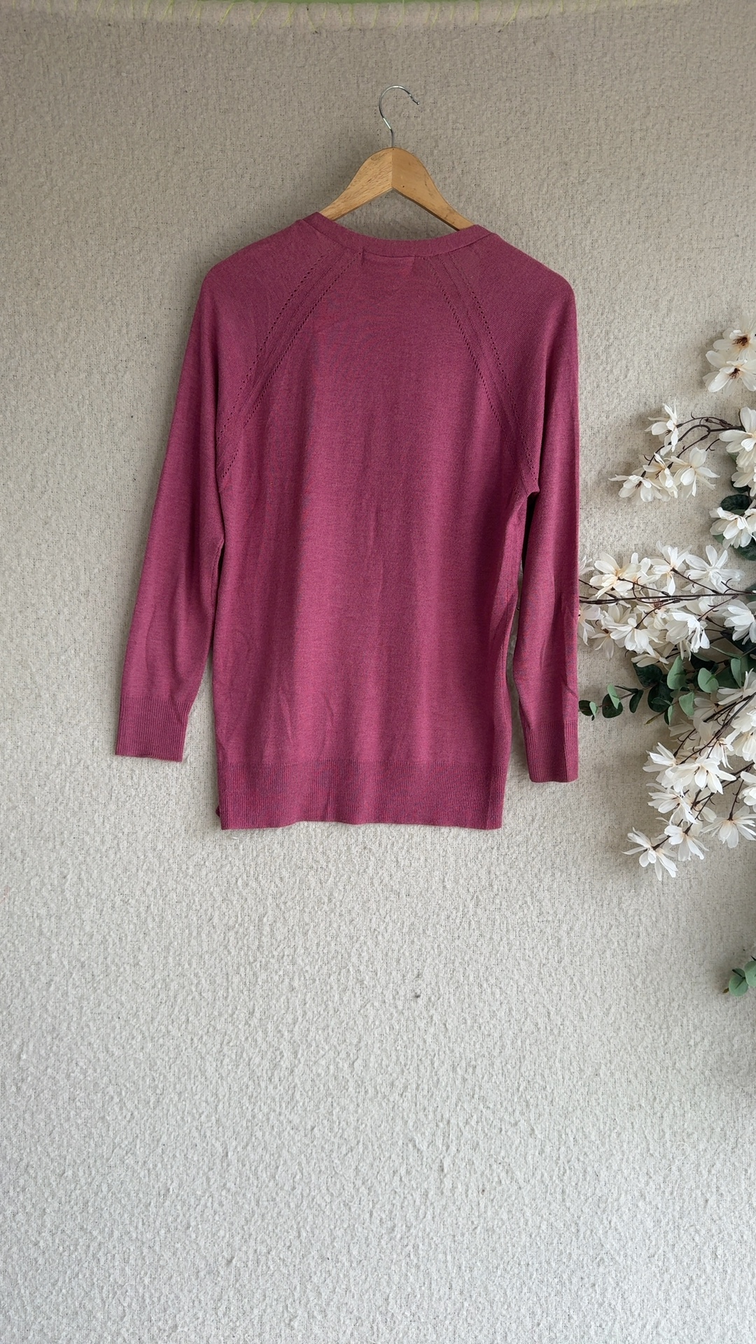 M&S Pink Women's V-Neck Button Cardigan UK 14 50% Viscose Acrylic image 3