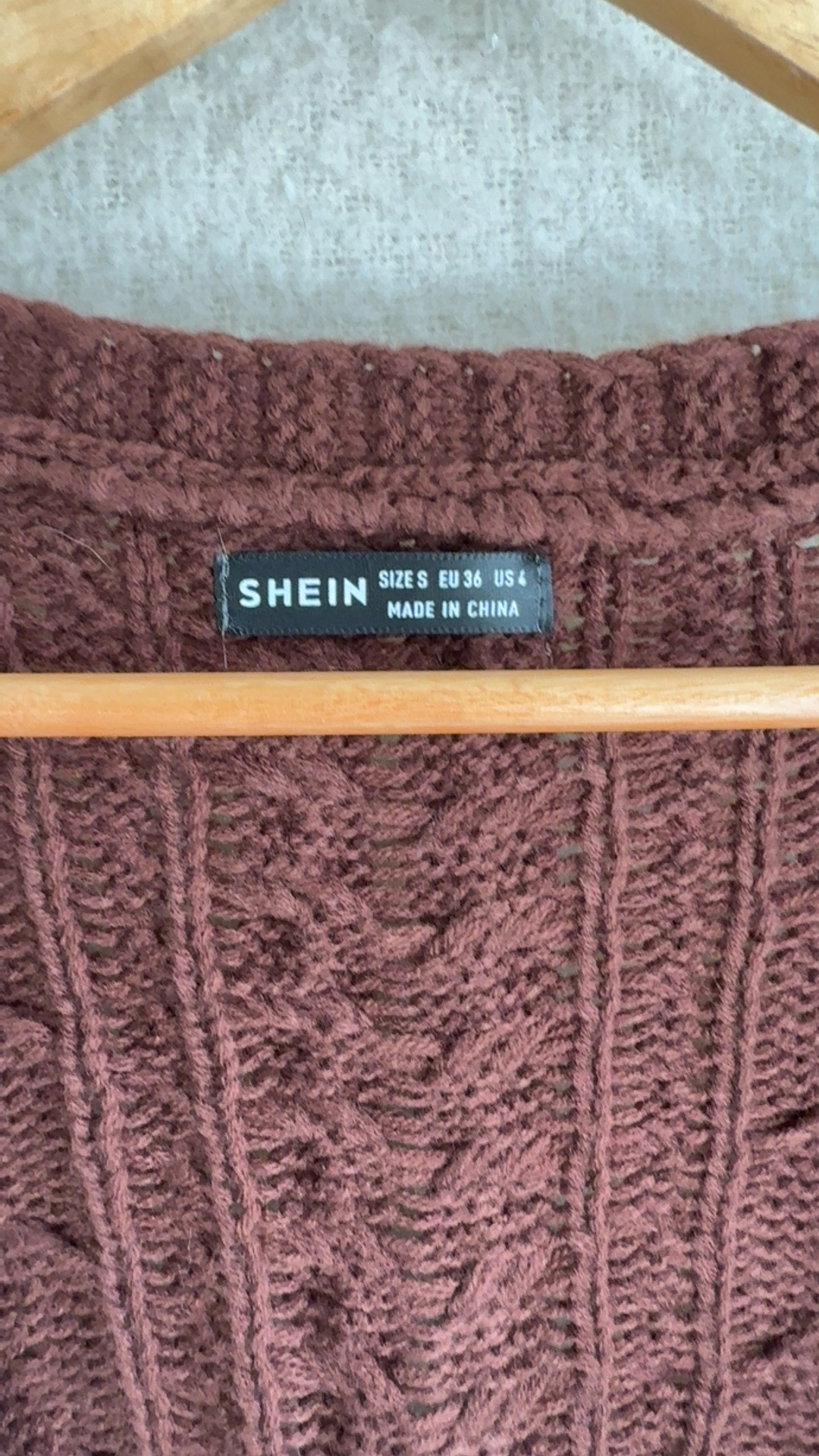 Shein Women's Brown Cable Knit Acrylic Crop Cardigan UK 8 Casual Stylish image 2
