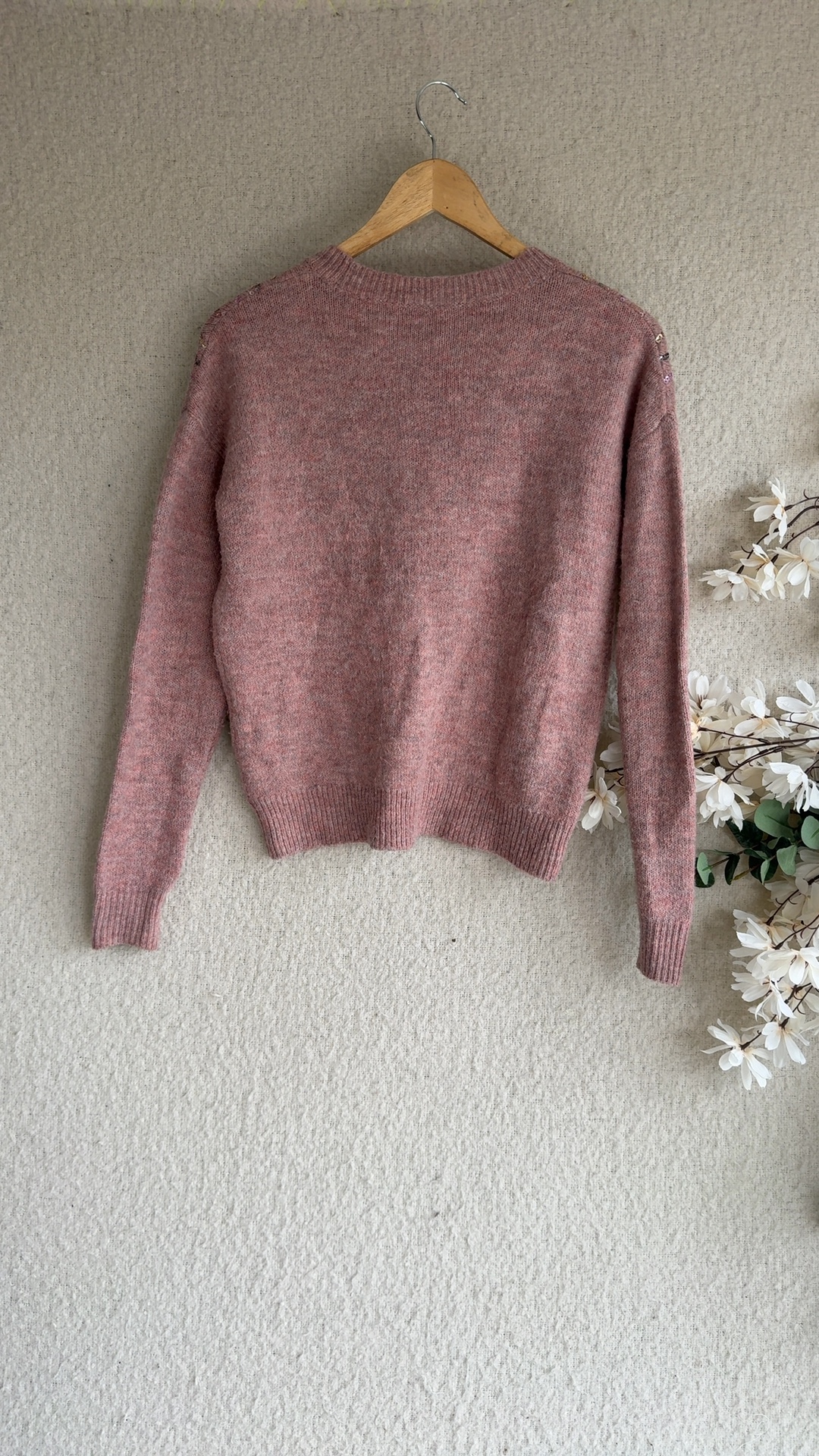 Tu Woman Pink Sequin Embellished Jumper UK 8 Soft Acrylic Blend Sweater image 4