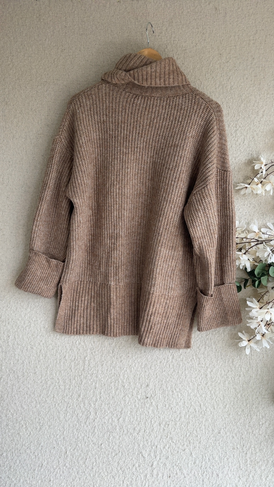 George Womens Tan Chunky Knit Roll Neck Jumper Large Soft Warm image 4