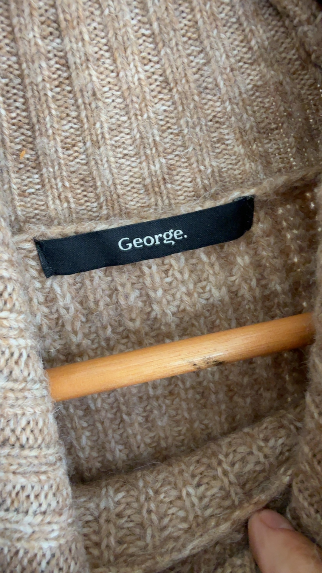 George Womens Tan Chunky Knit Roll Neck Jumper Large Soft Warm image 3