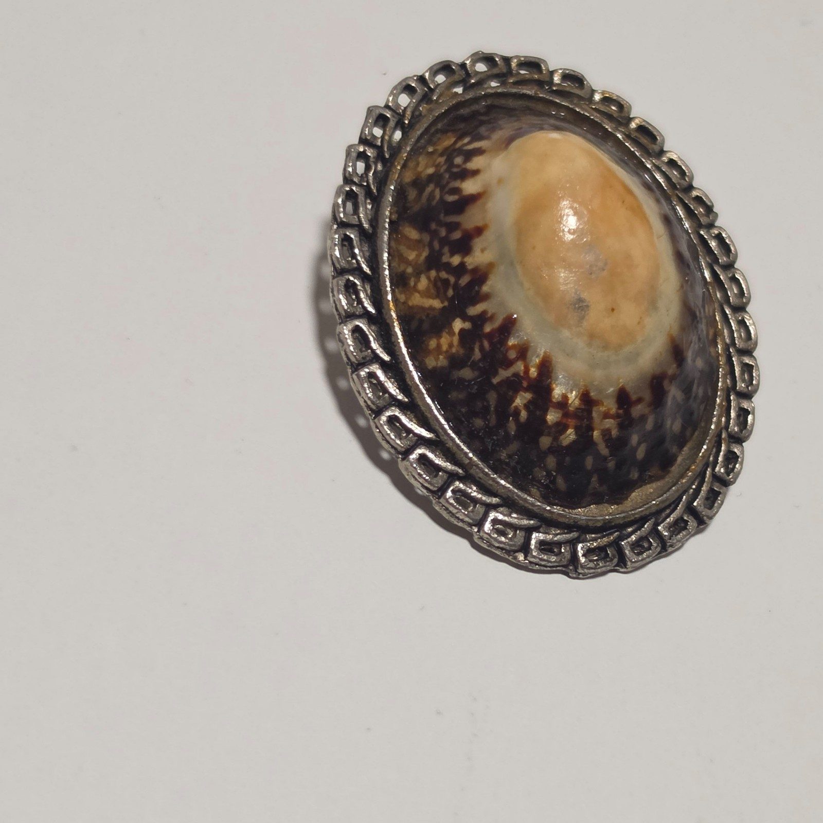 Vintage Brown & Shell Brooch .b6 image 2