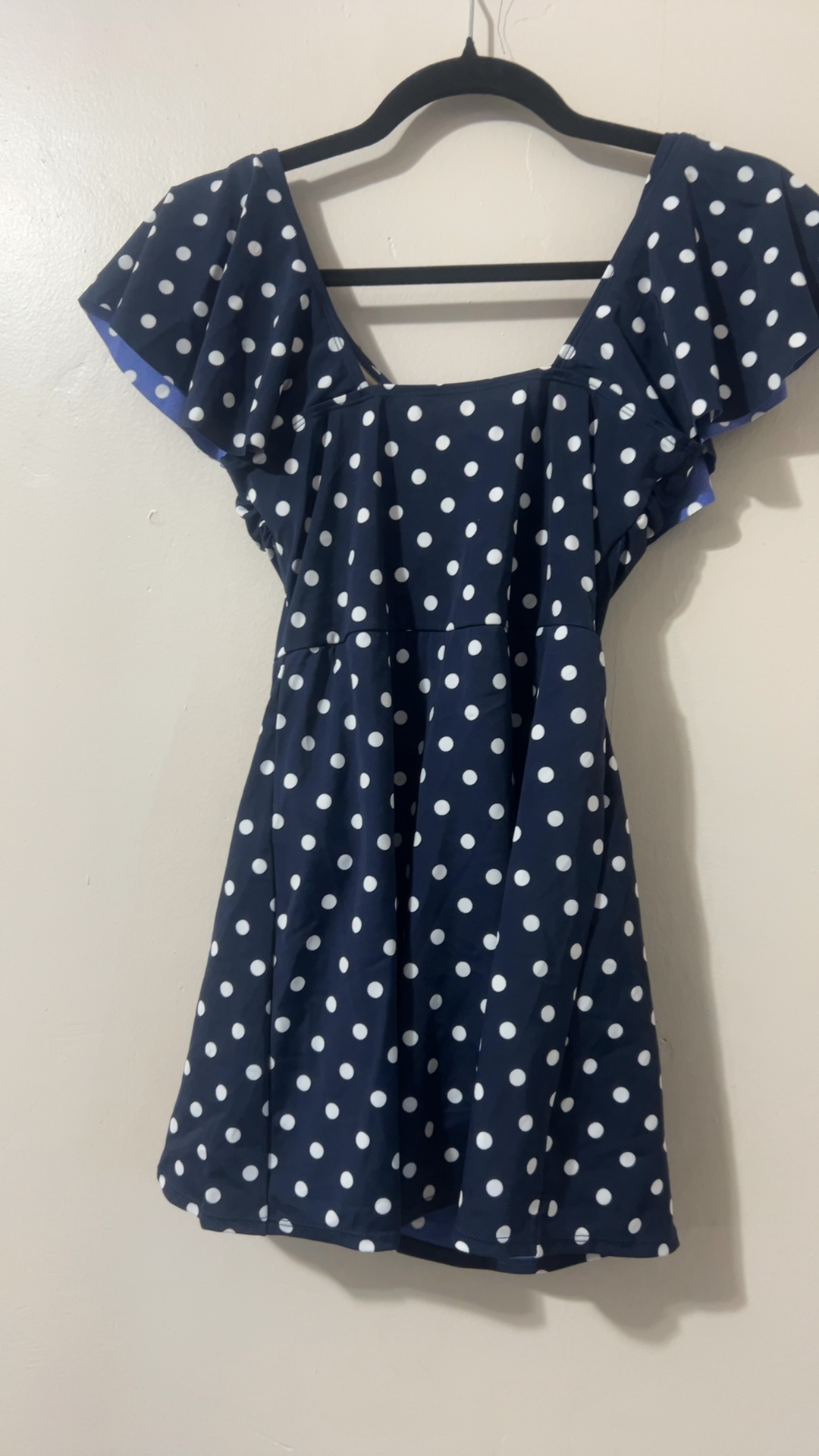 d&co. navy & white polka dot swim dress size 2 image 2