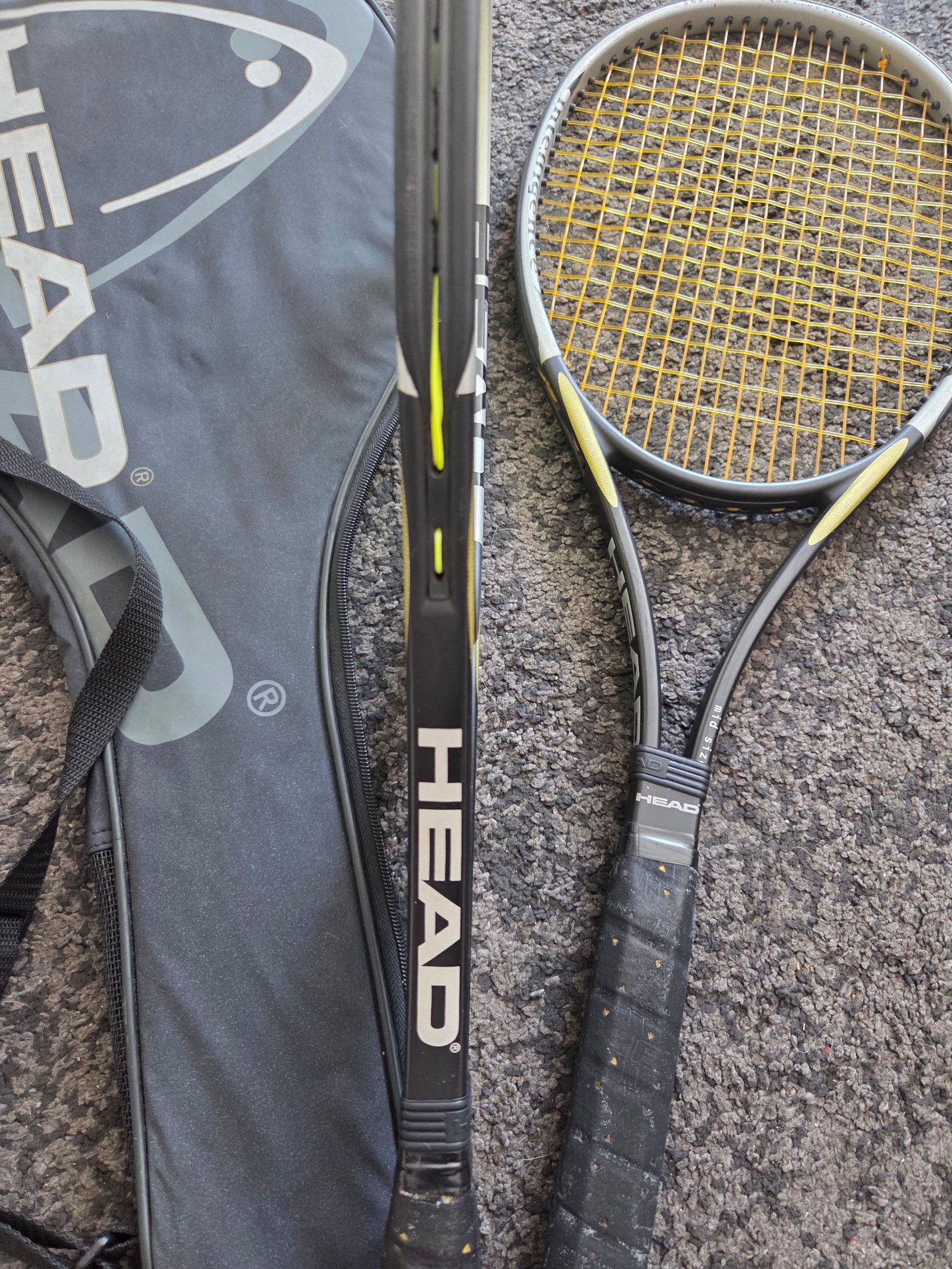 HEAD Black & Yellow Prestige Tennis Rackets x2 with Carry Case image 2