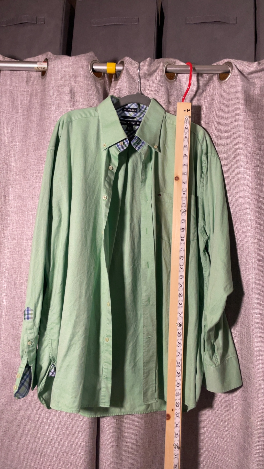 Tommy Hilfiger Men’s XL Sage Green 80s Two-Ply Cotton Button-Down Shirt image 3