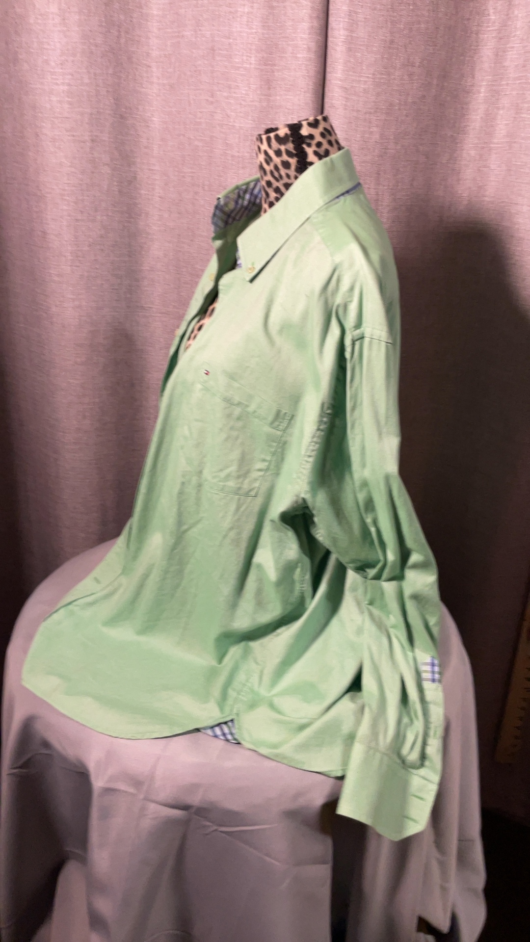 Tommy Hilfiger Men’s XL Sage Green 80s Two-Ply Cotton Button-Down Shirt image 4