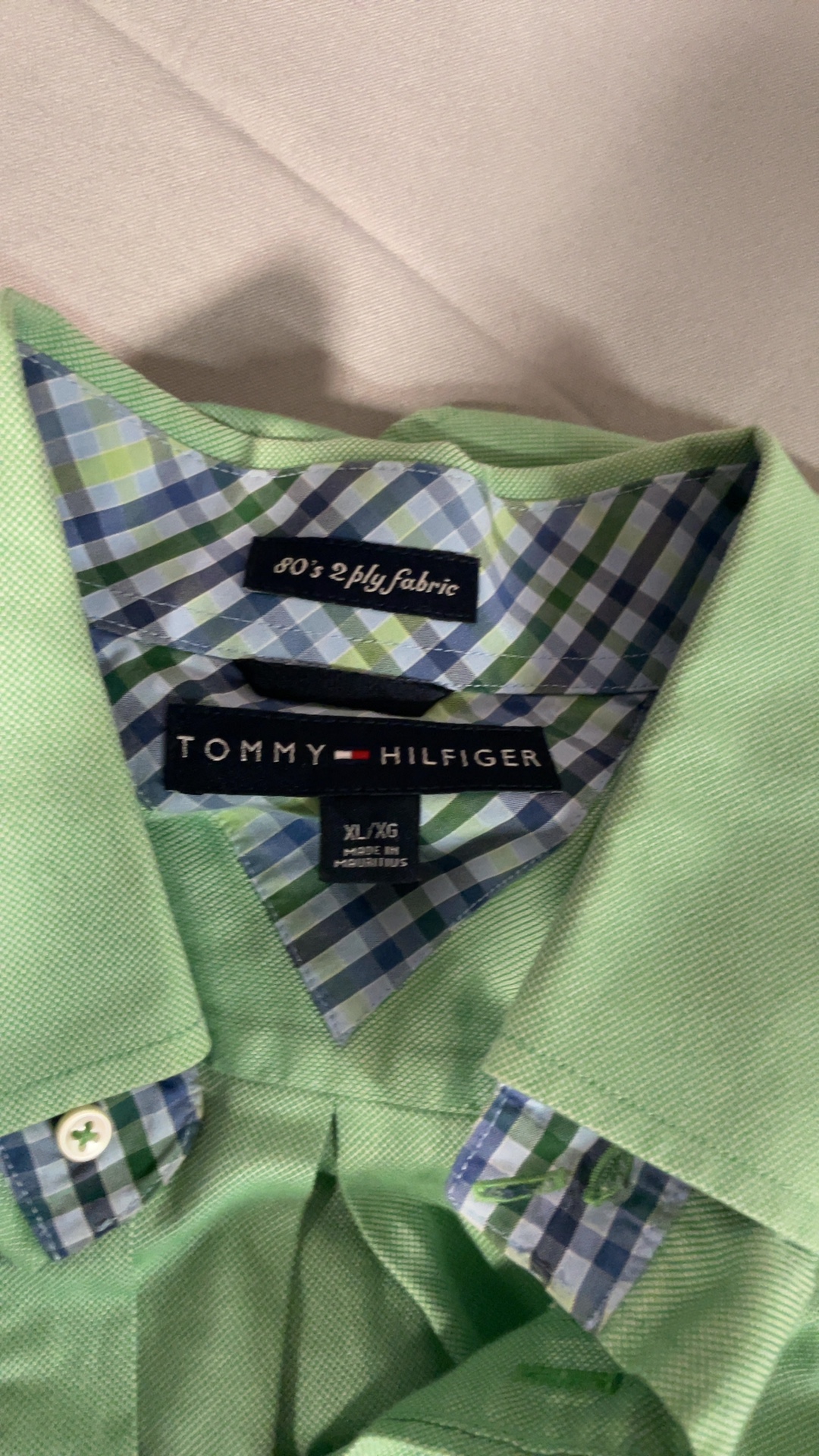 Tommy Hilfiger Men’s XL Sage Green 80s Two-Ply Cotton Button-Down Shirt image 2