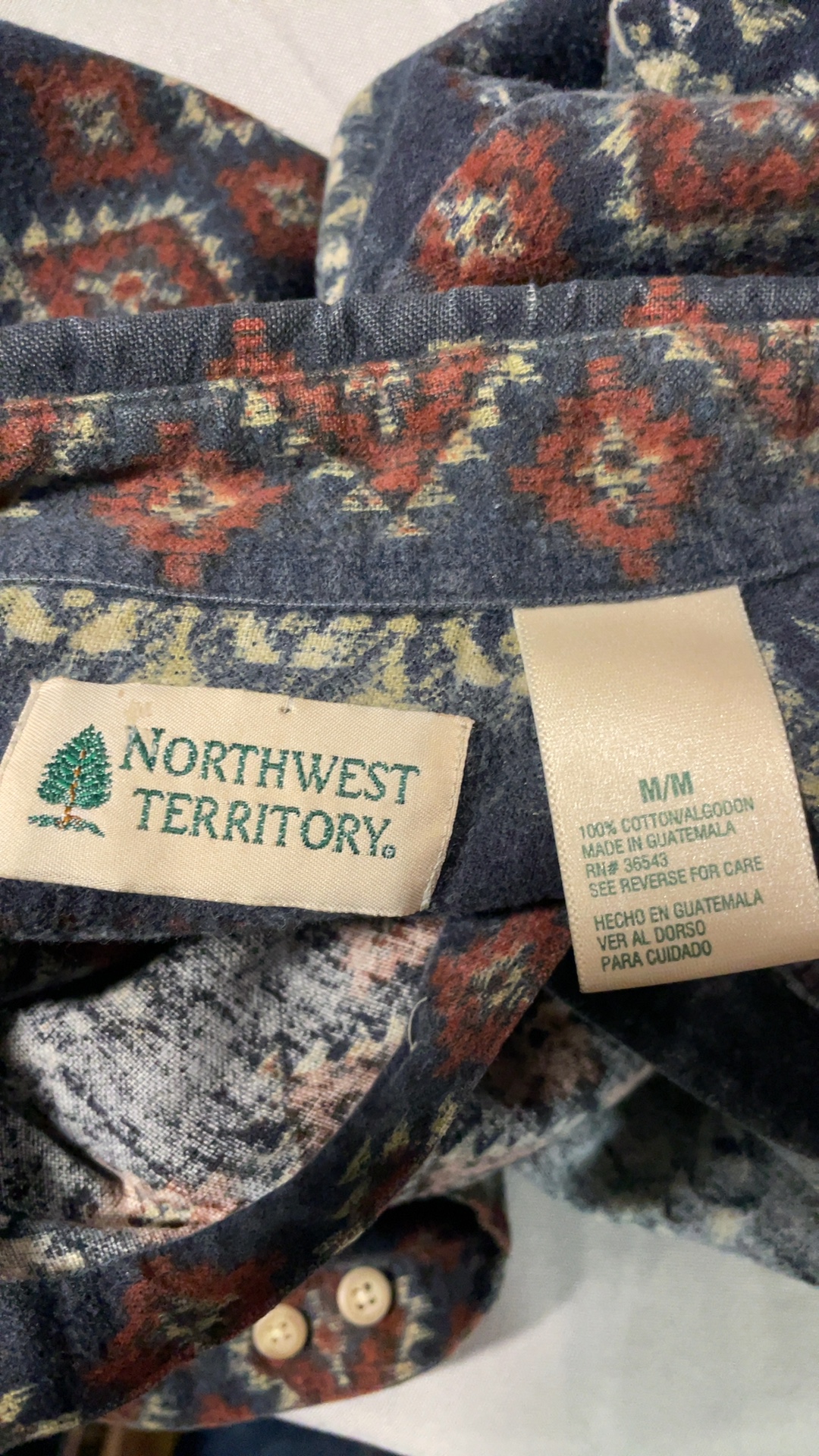 Northwest Territory Men's Navy & Red Patterned Cotton Shirt Medium image 2