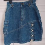 Blue Denim Mini Cargo Skirt Lace-Up Detail Small UK 6