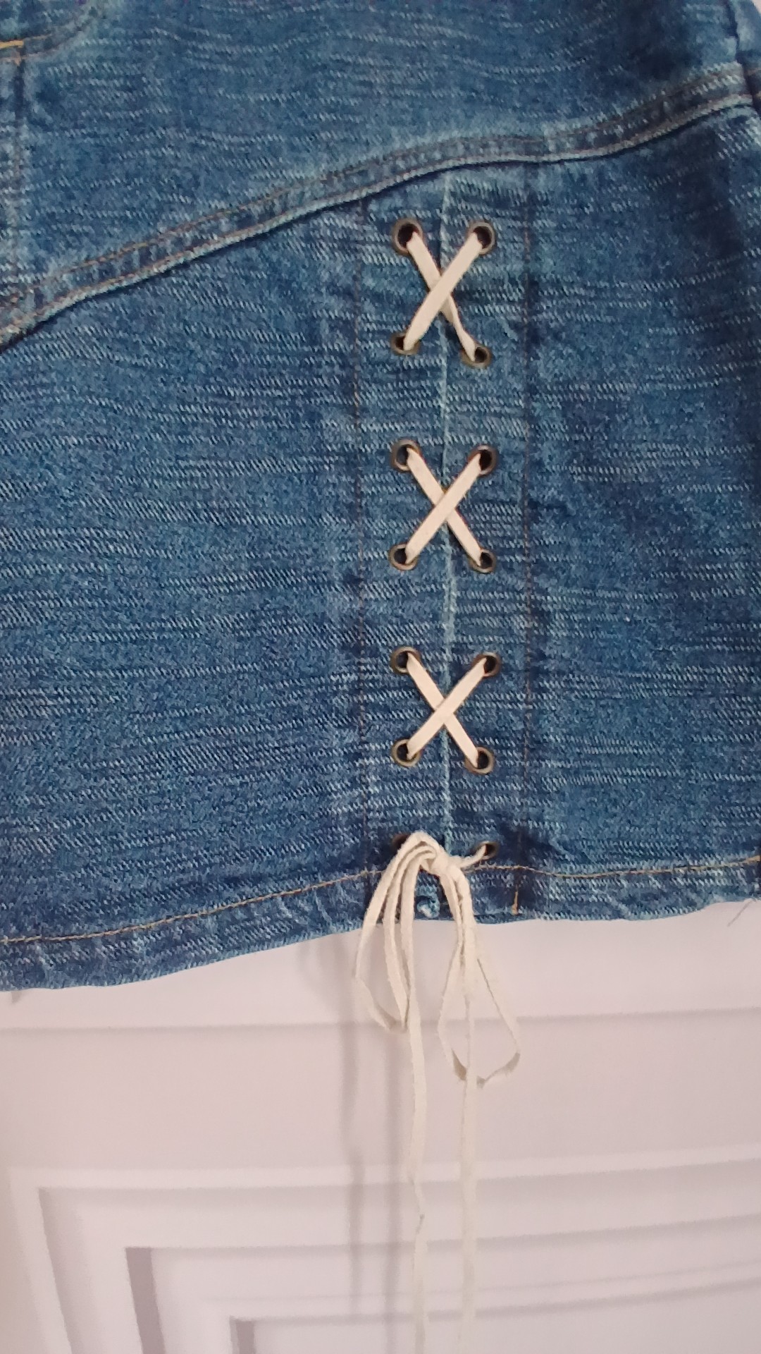 Blue Denim Mini Cargo Skirt Lace-Up Detail Small UK 6 image 2