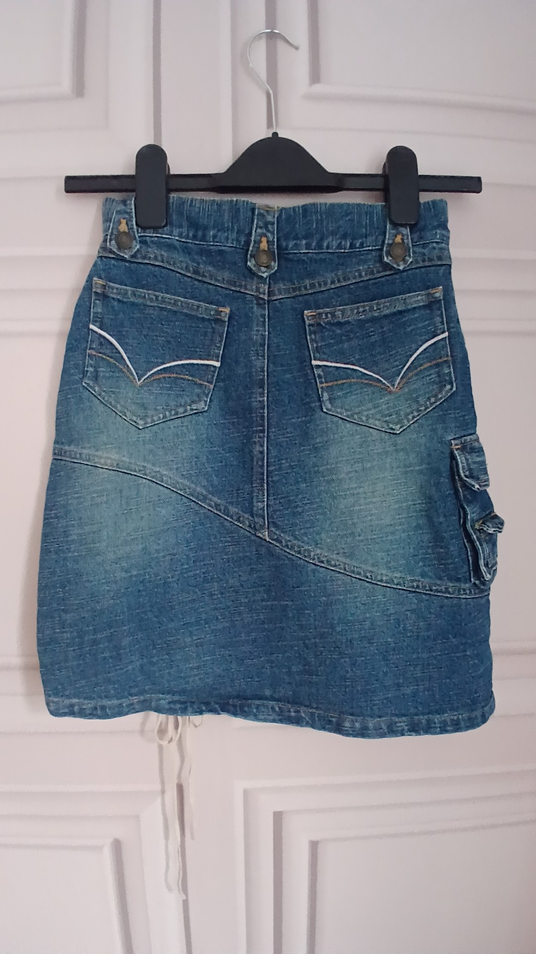 Blue Denim Mini Cargo Skirt Lace-Up Detail Small UK 6 image 4
