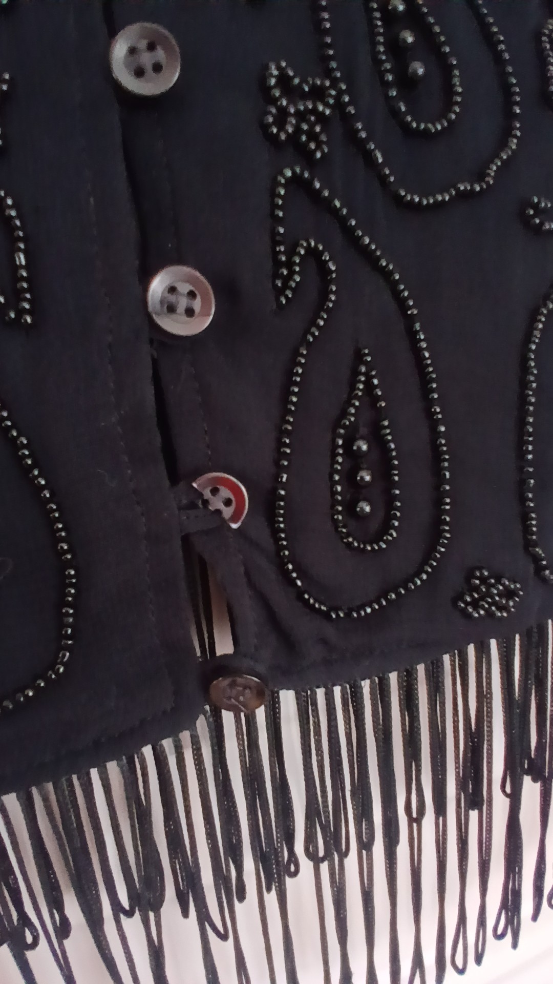 Handcrafted Black Beaded Vintage Look Waistcoat with Fringe UK 10 image 8
