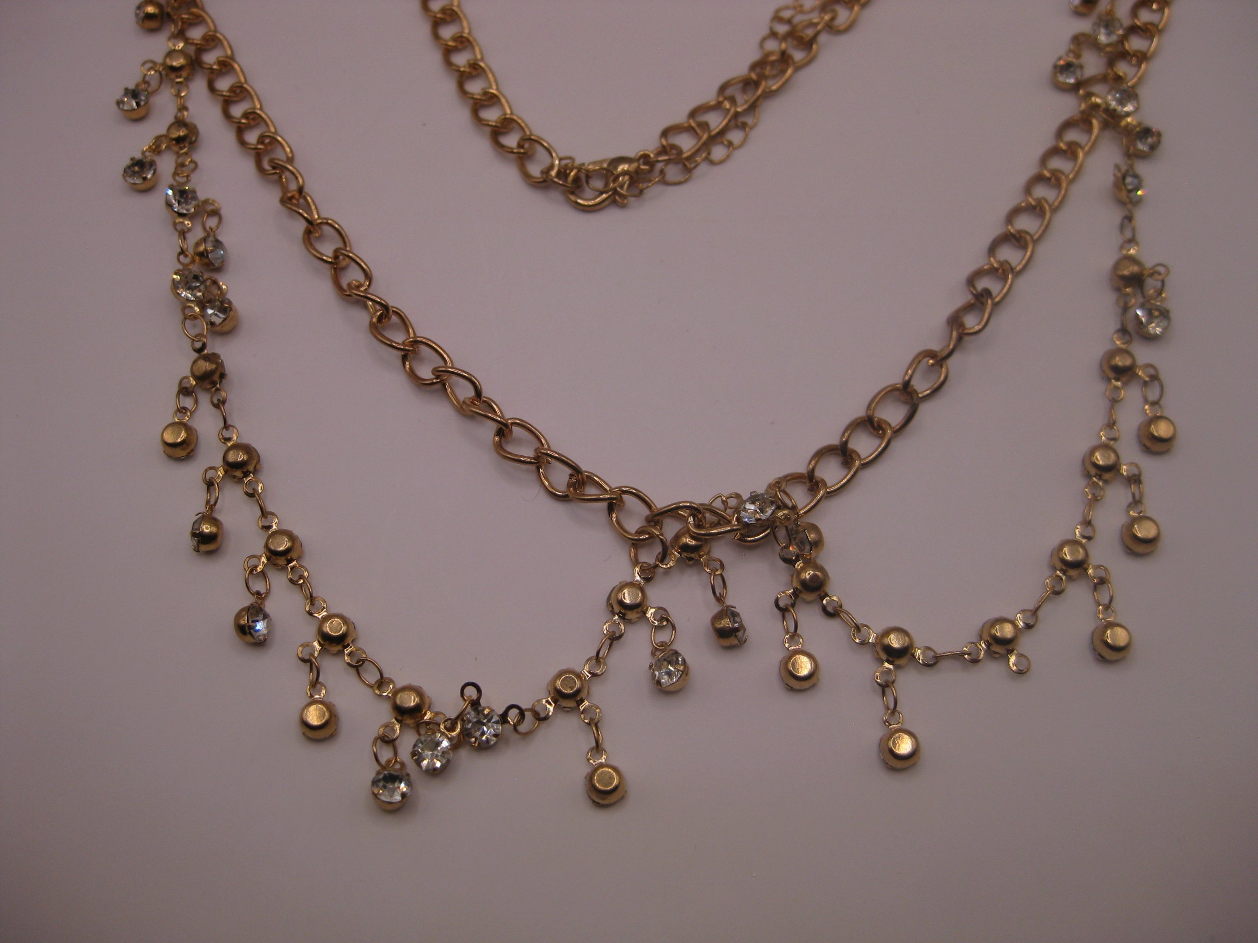 Gold-Tone Chain Necklace with Dangling Rhinestones image 4