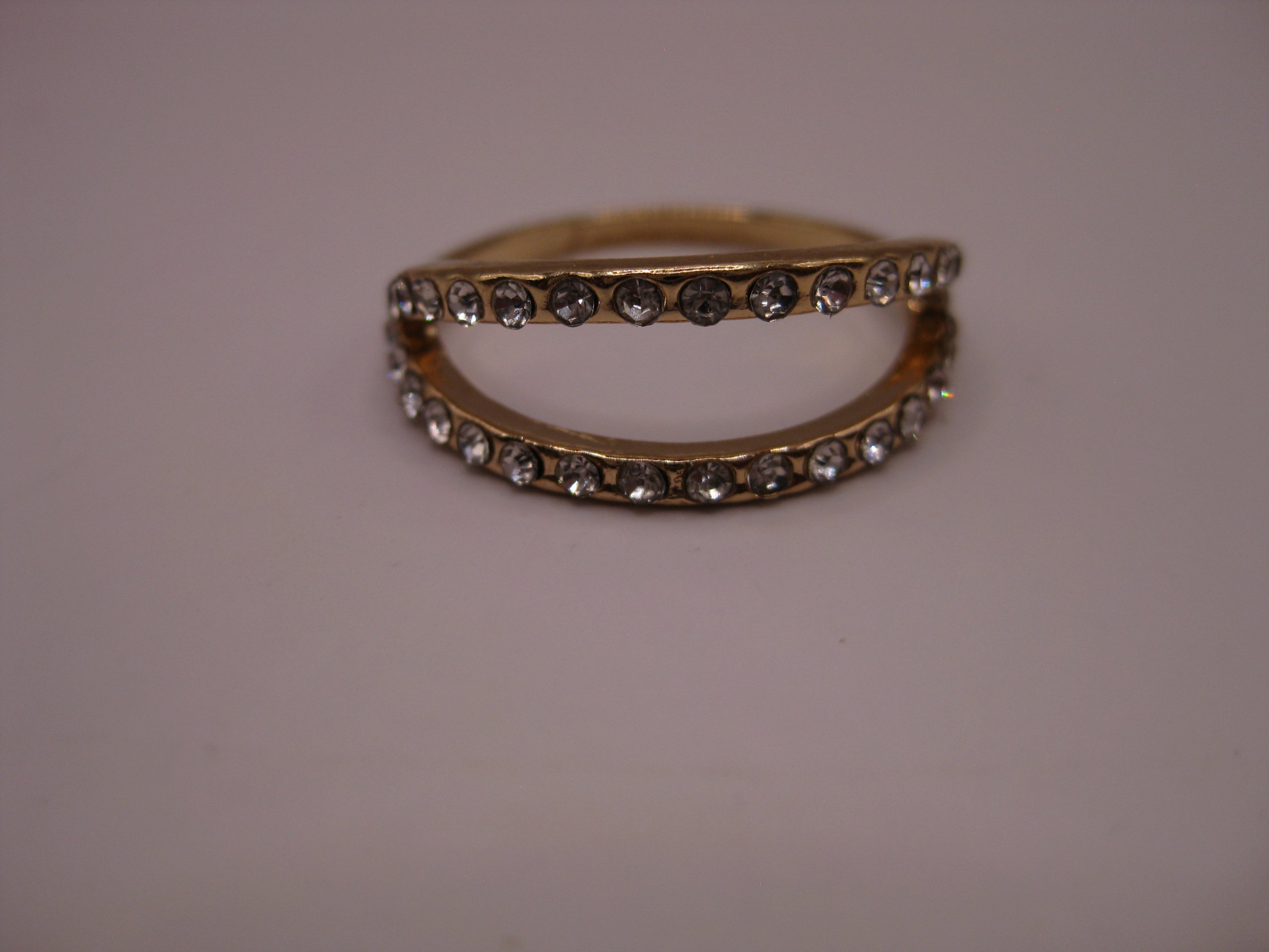Gold-tone Clear Crystal Open Band Ring Unisex