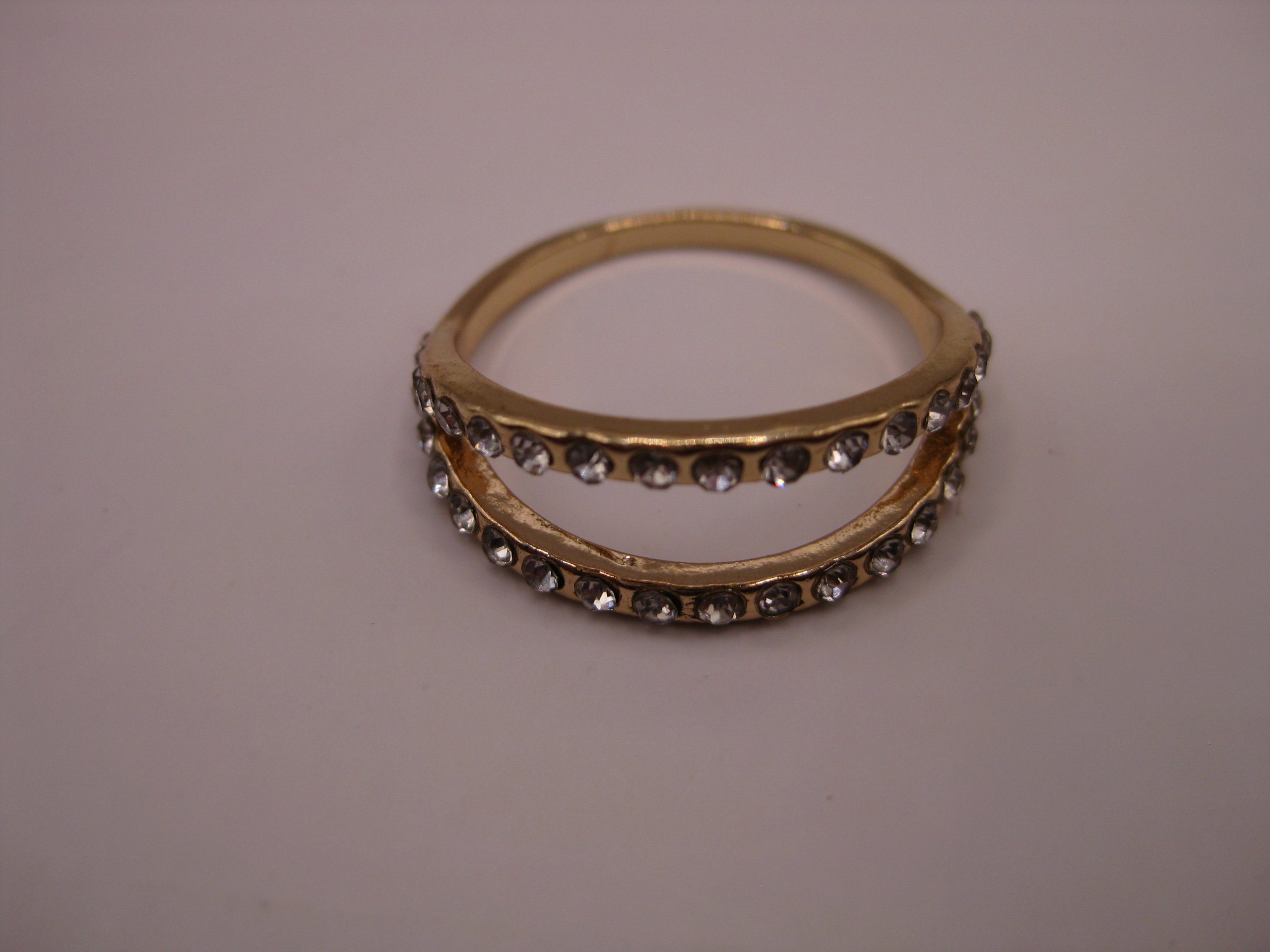Gold-tone Clear Crystal Open Band Ring Unisex image 2
